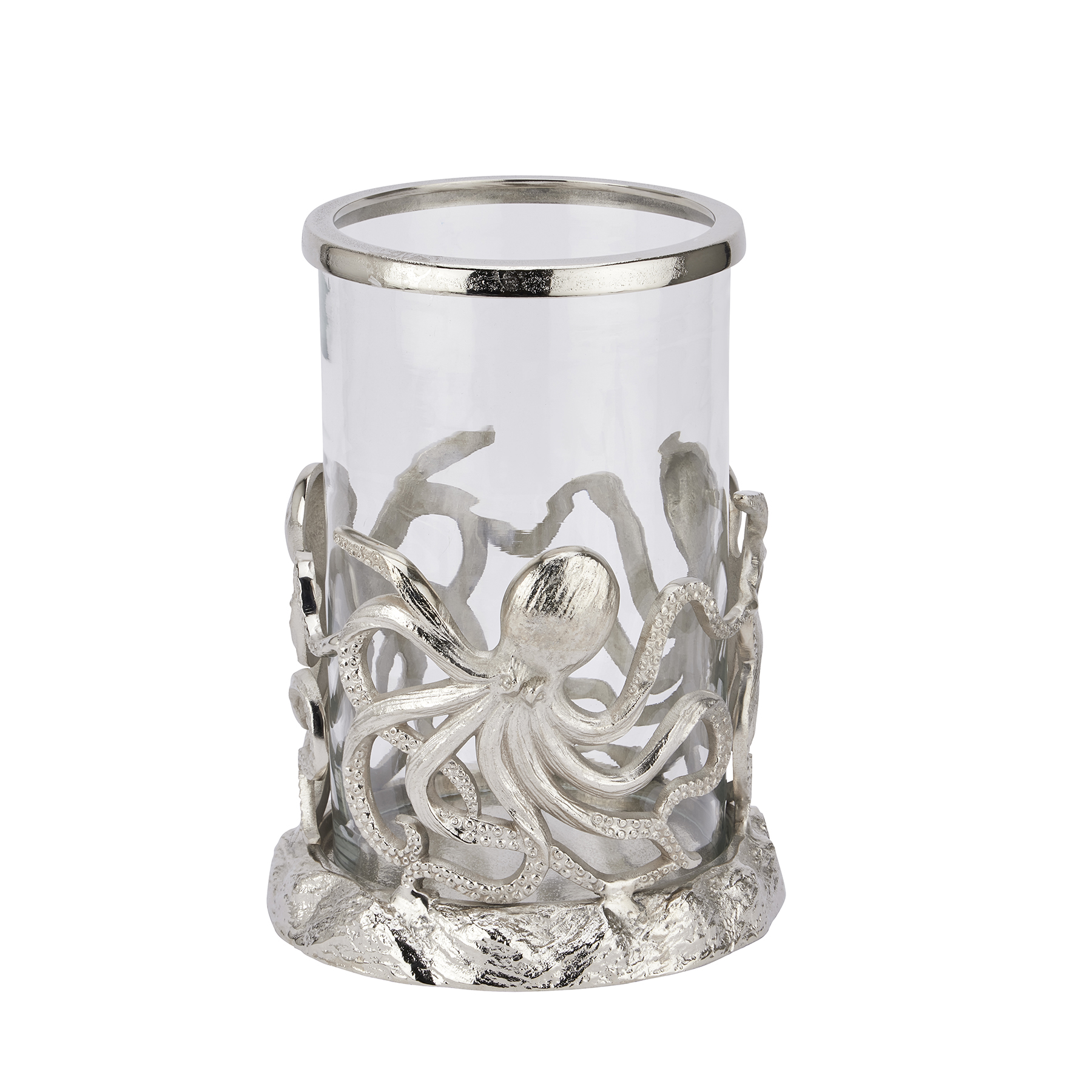 Silver Octopus Candle Hurricane Lantern - Image 1