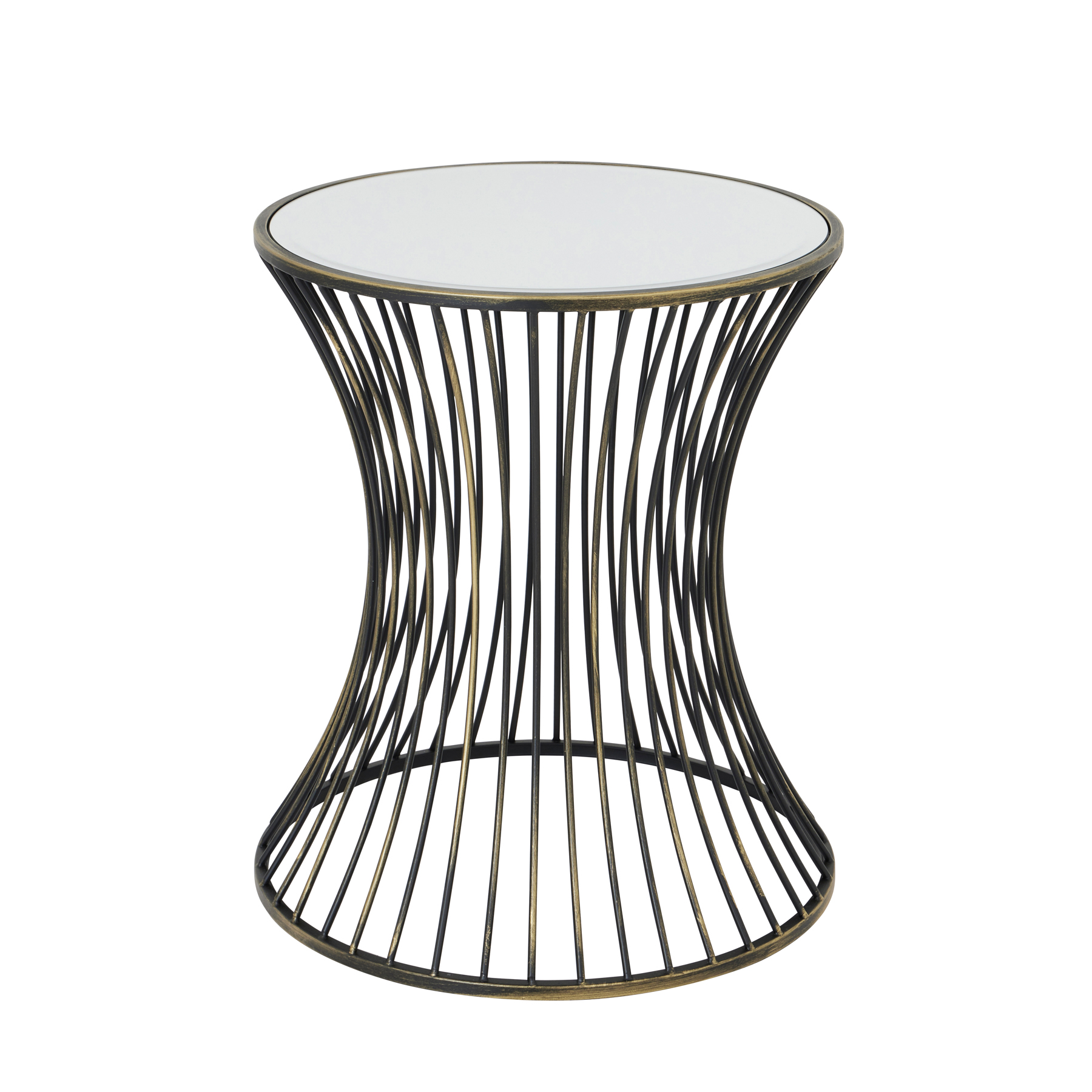 Concaved Mirrored Side Table - Image 1