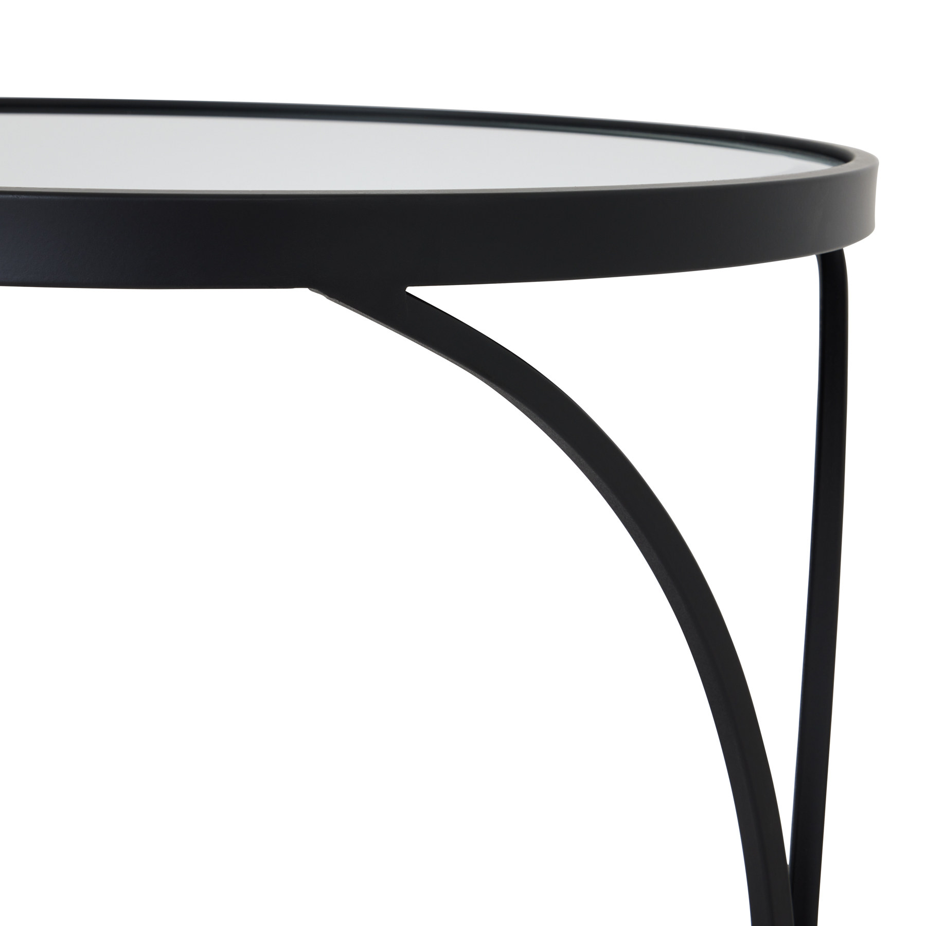 Concaved Set Of Two Black Mirrored Side Tables - Image 3