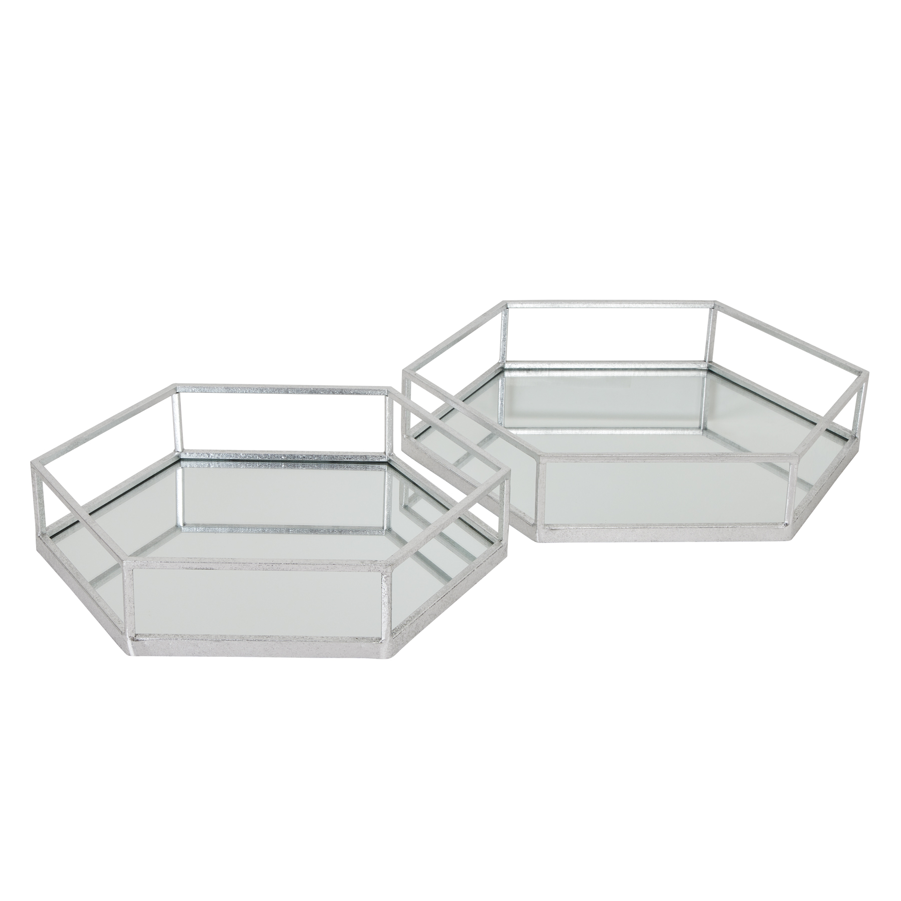 Silver Hexagon Set Of Two Trays - Image 1