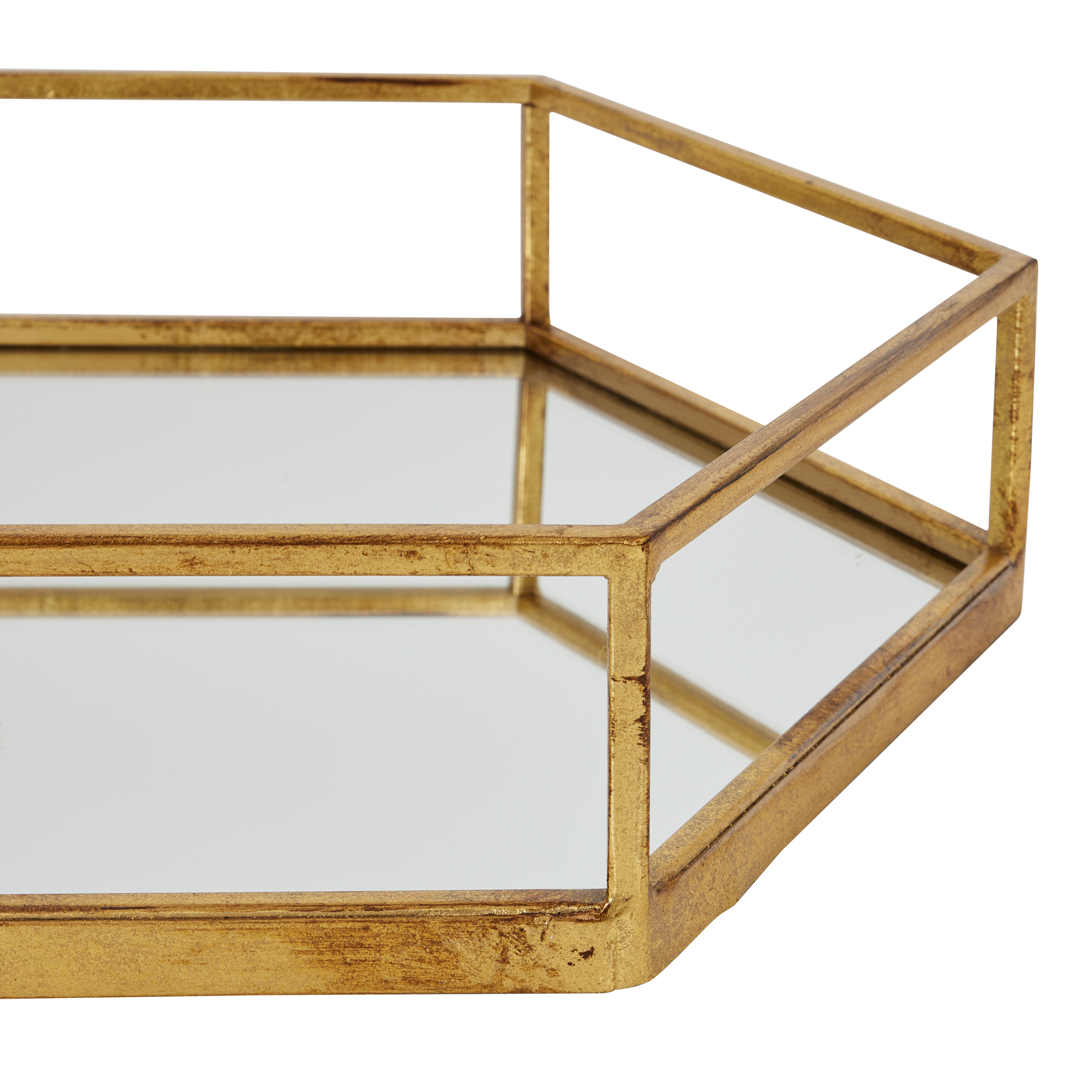 Gold Hexagon Set Of Two Trays - Image 3