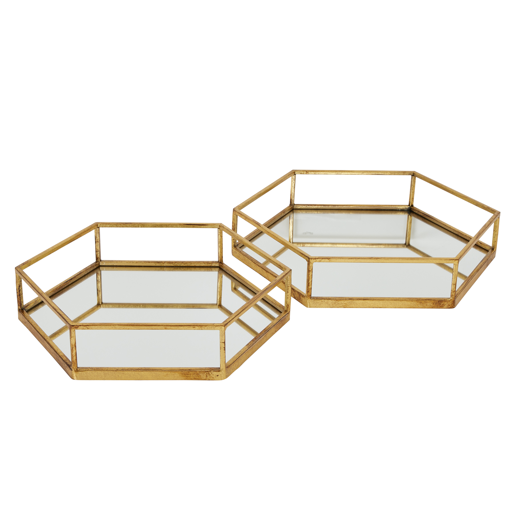 Gold Hexagon Set Of Two Trays - Image 1