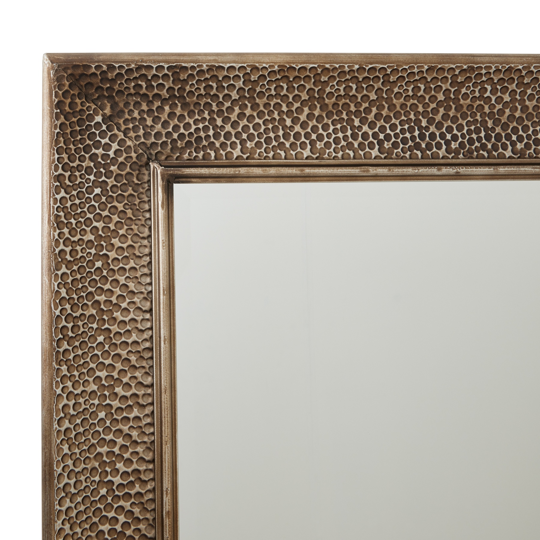 Hammered Large Rectangular Brass Wall Mirror - Image 2