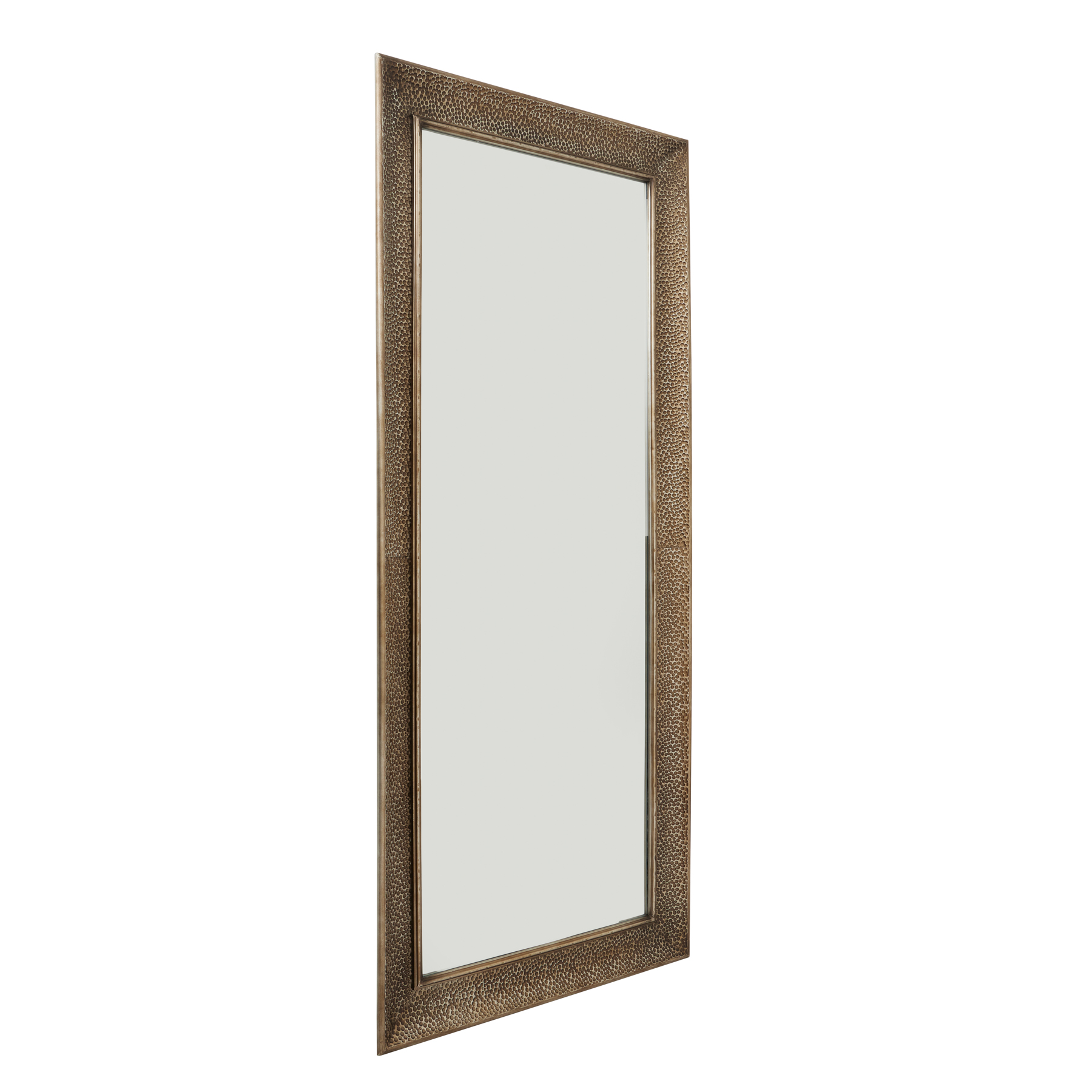 Hammered Large Rectangular Brass Wall Mirror - Image 1