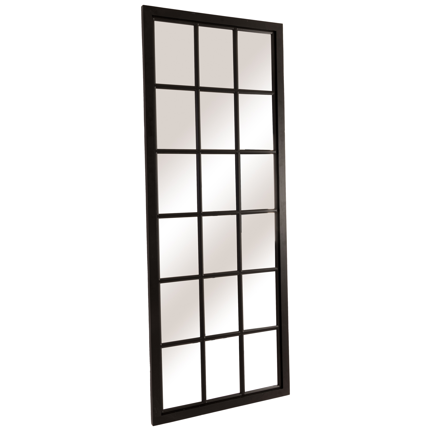 Tall Black Wooden Window Mirror - Image 2
