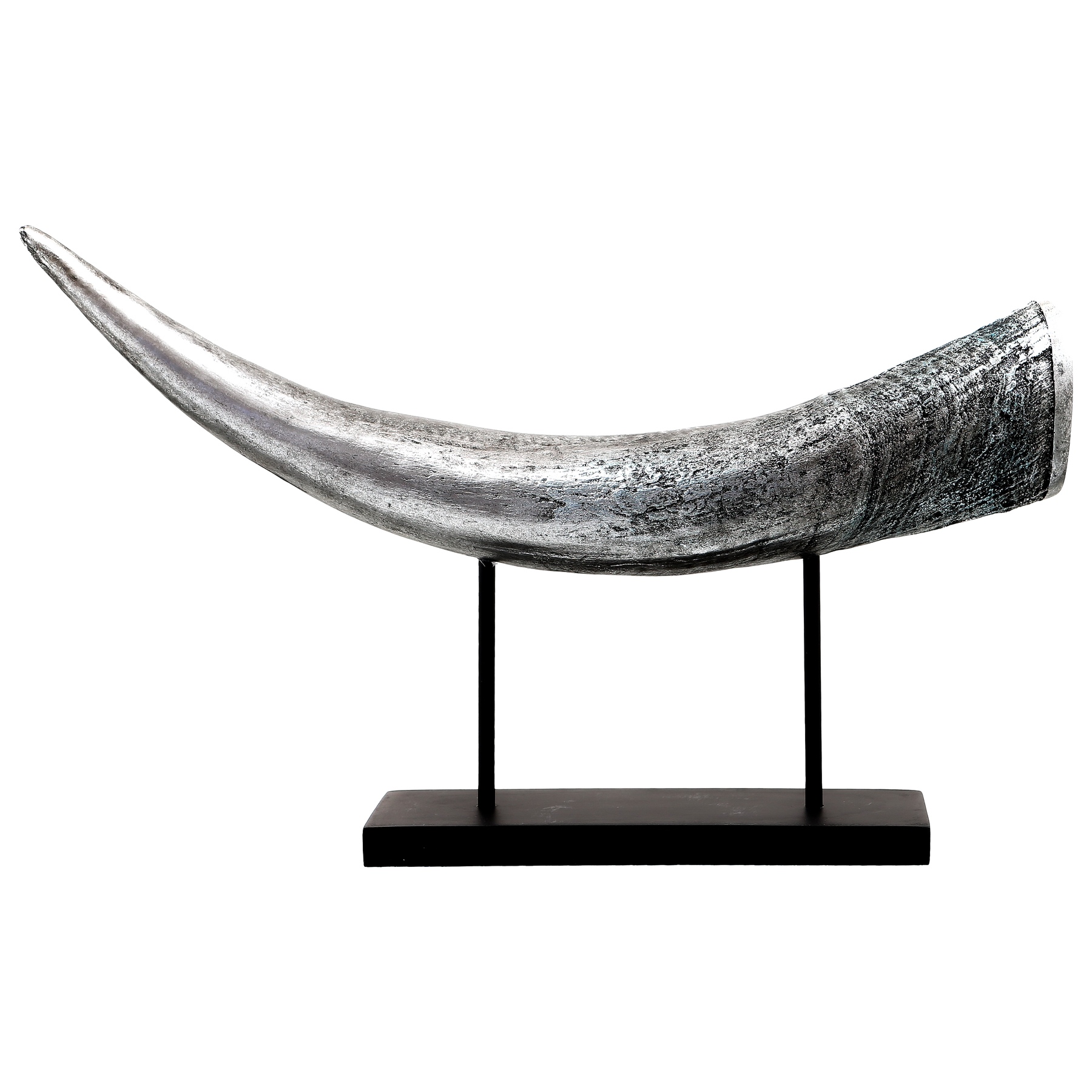 Black And Silver Large Bull Horn Ornament - Image 1