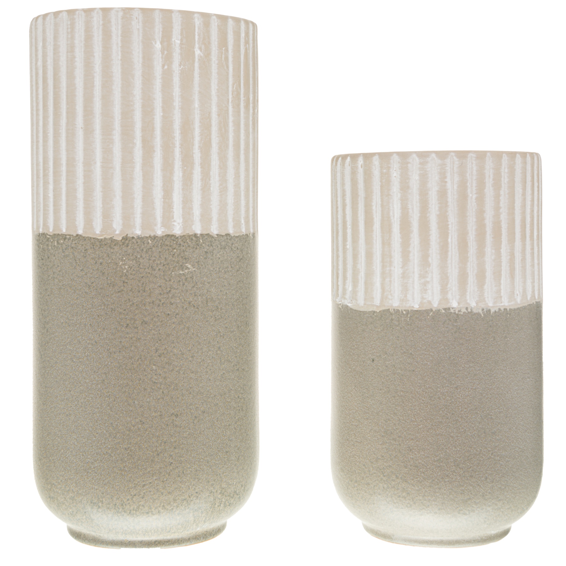 Mason Collection Grey Ceramic Tall Straight Vase - Image 2