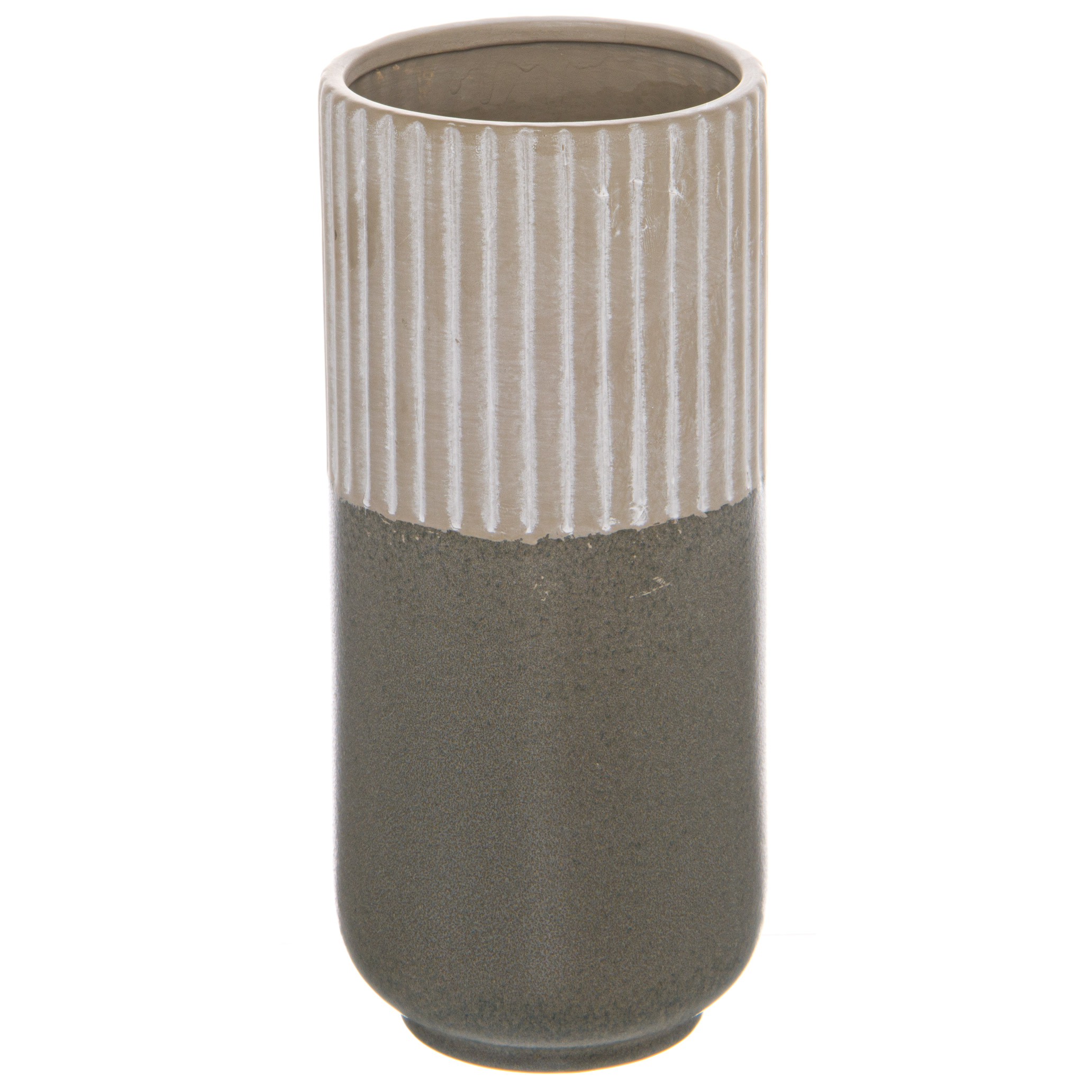 Mason Collection Grey Ceramic Tall Straight Vase - Image 1