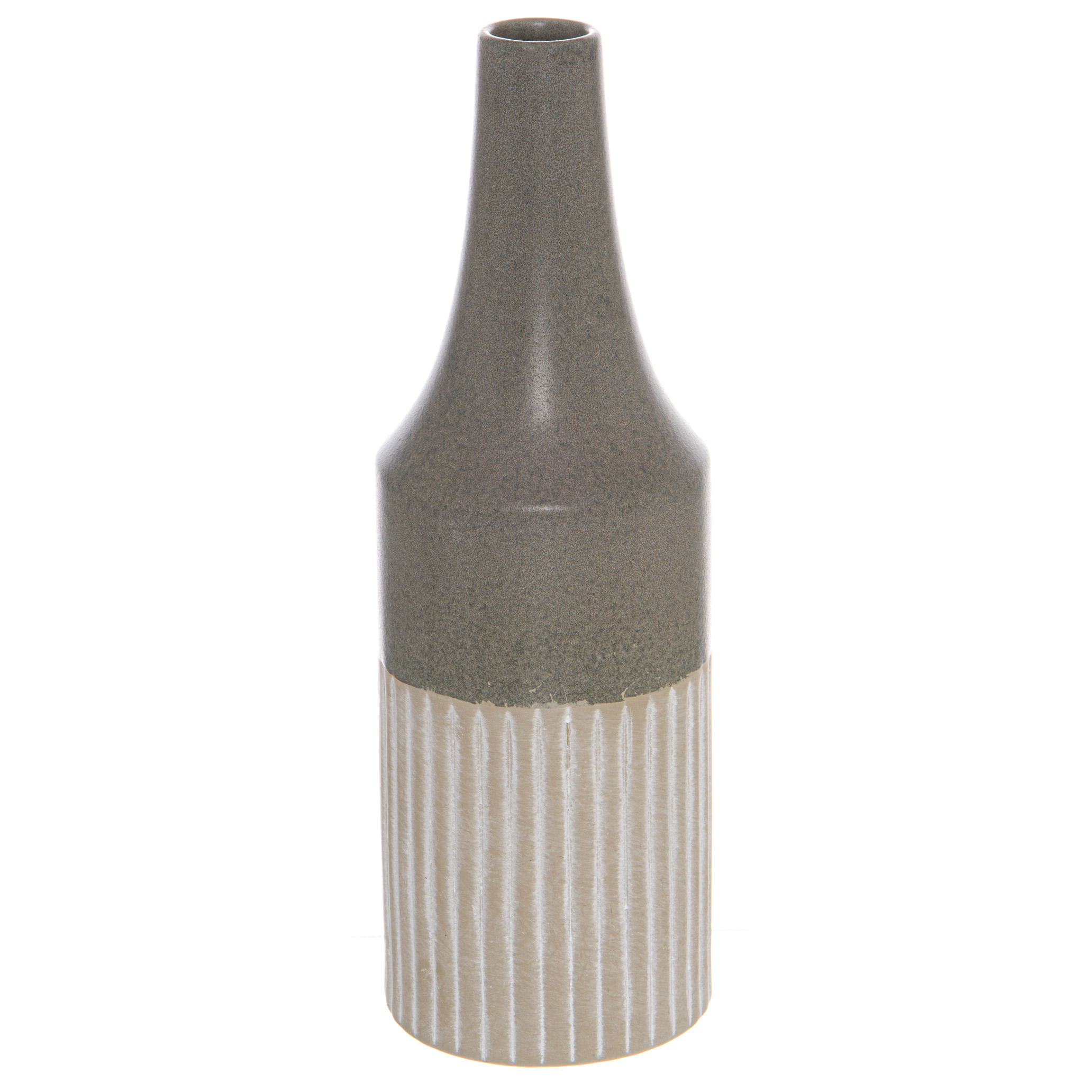Mason Collection Grey Ceramic Convex Vase - Image 1