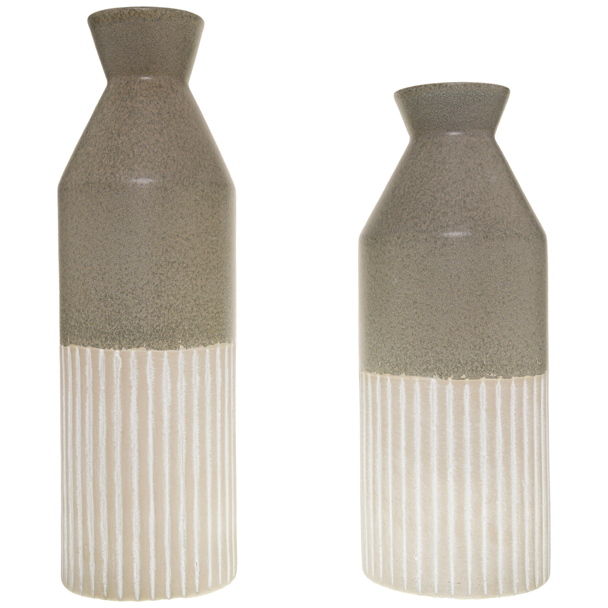 Mason Collection Grey Ceramic Ellipse Tall Vase - Image 2