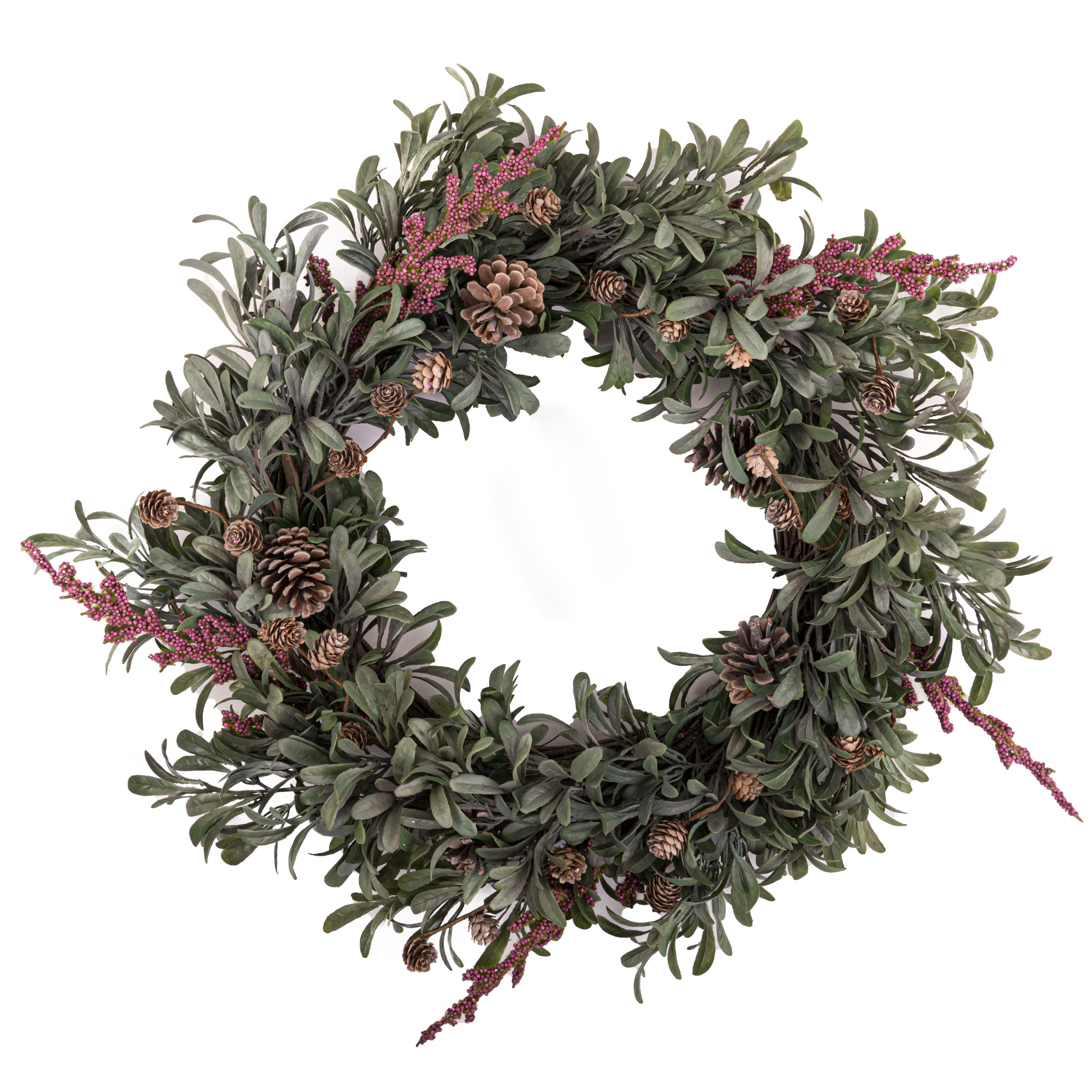 Mulberry And Pinecone Christmas Wreath - Image 1