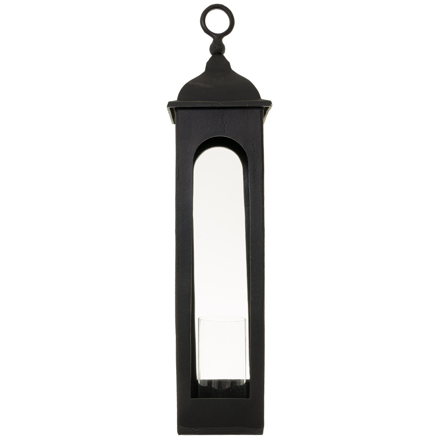 Farrah Collection Black Cast Tall Loop Top Lantern - Image 1