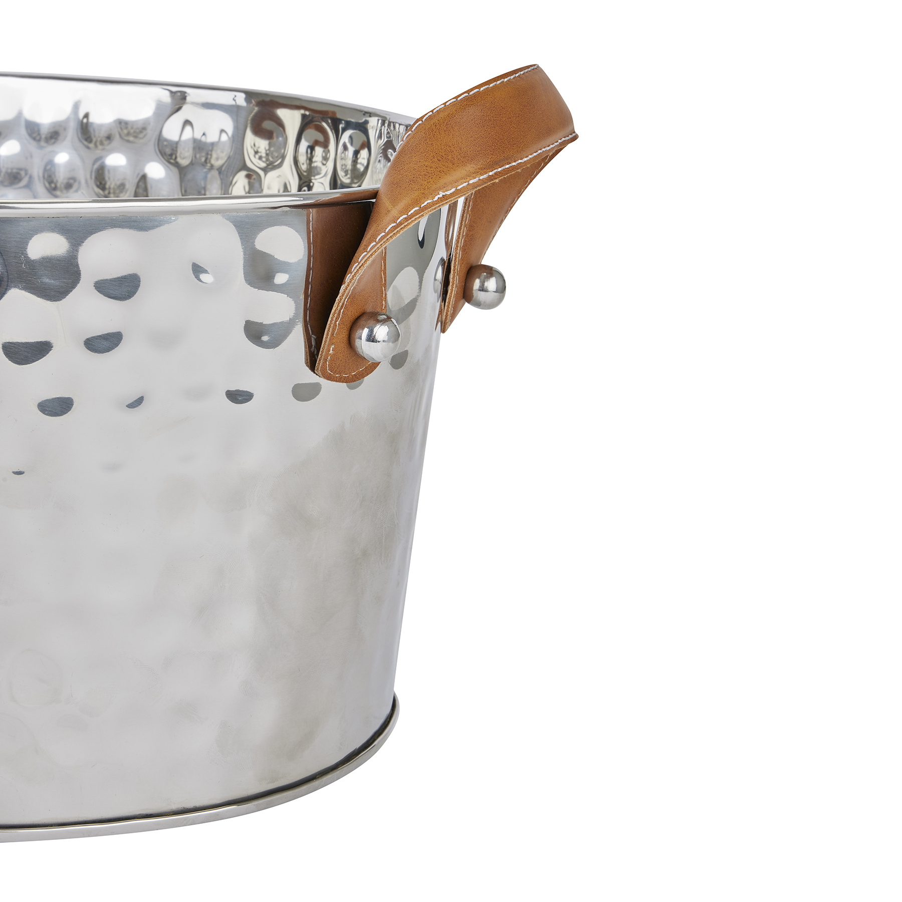 Silver Large Leather Handled Champagne Cooler - Image 2