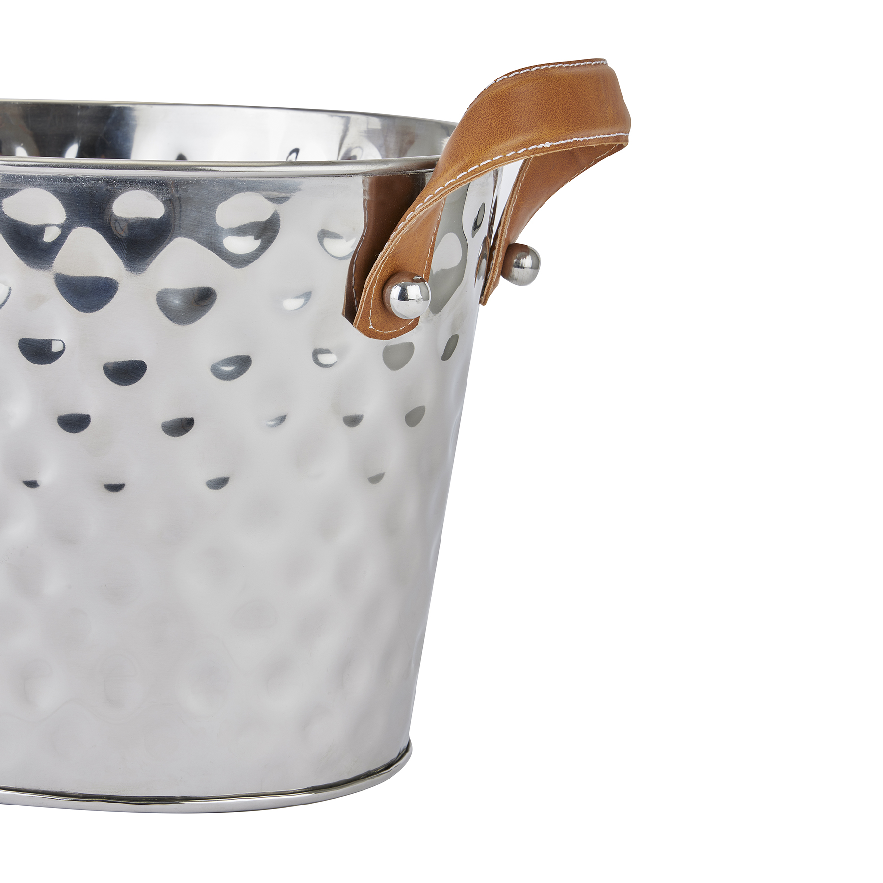 Silver Leather Handled Champagne Cooler - Image 2