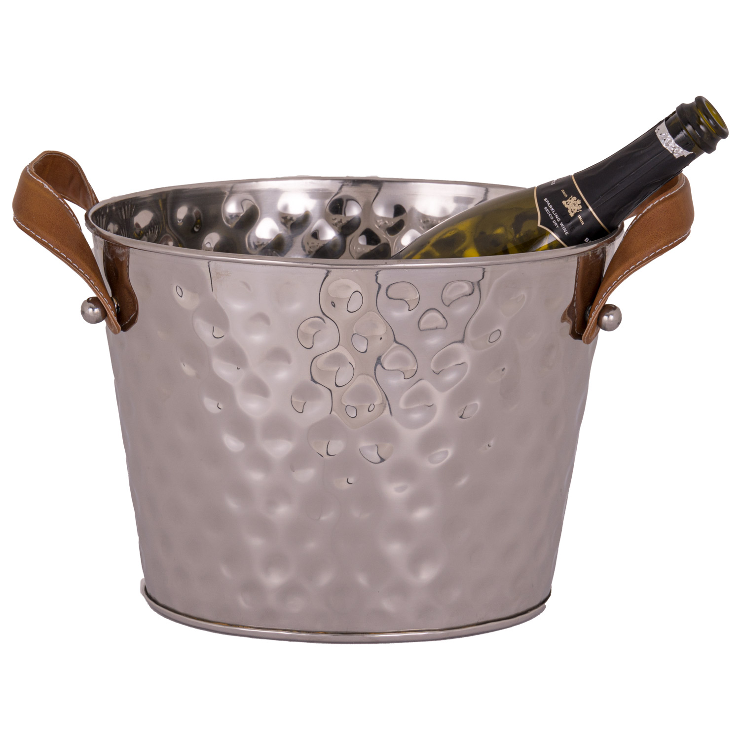 Silver Leather Handled Champagne Cooler - Image 5