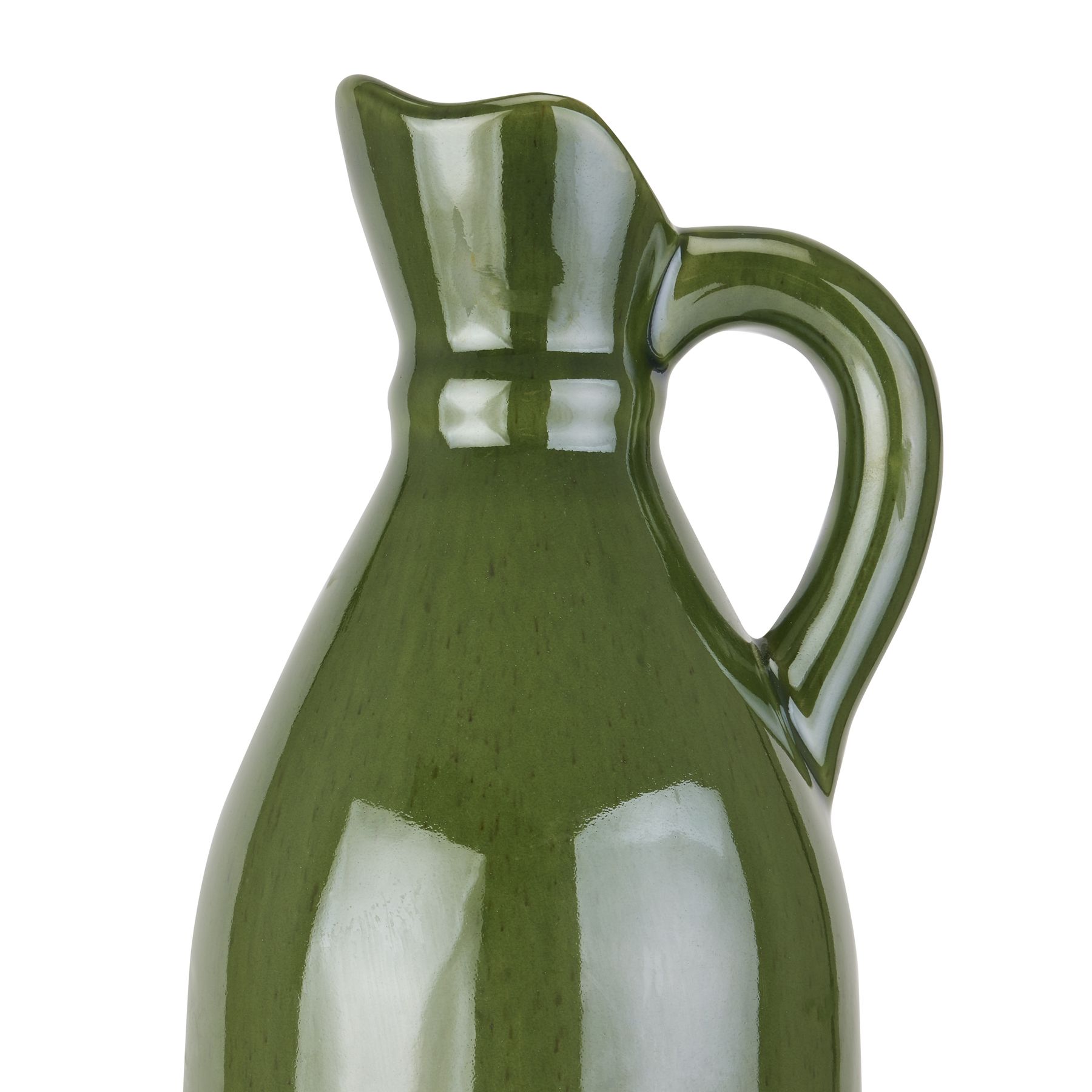 Decorative Tall Olive Stoneware Jug - Image 2