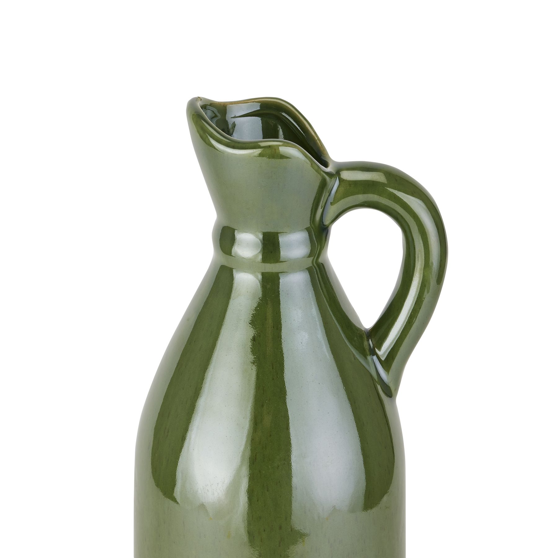 Decorative Tall Olive Stoneware Jug - Image 3