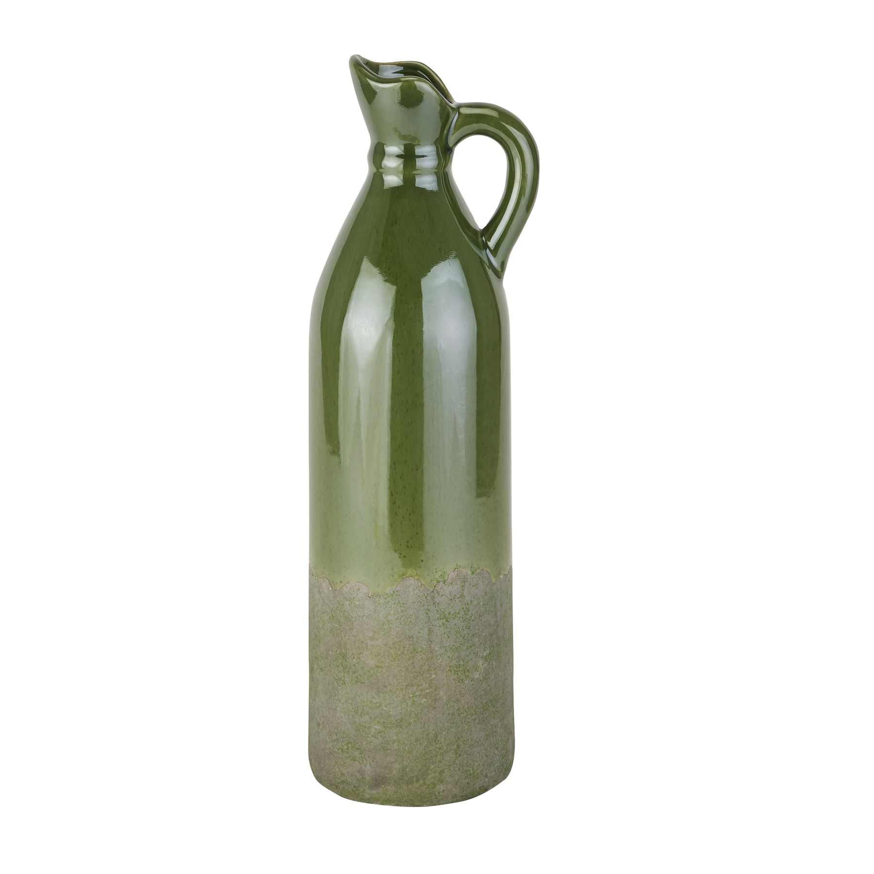 Decorative Tall Olive Stoneware Jug - Image 1