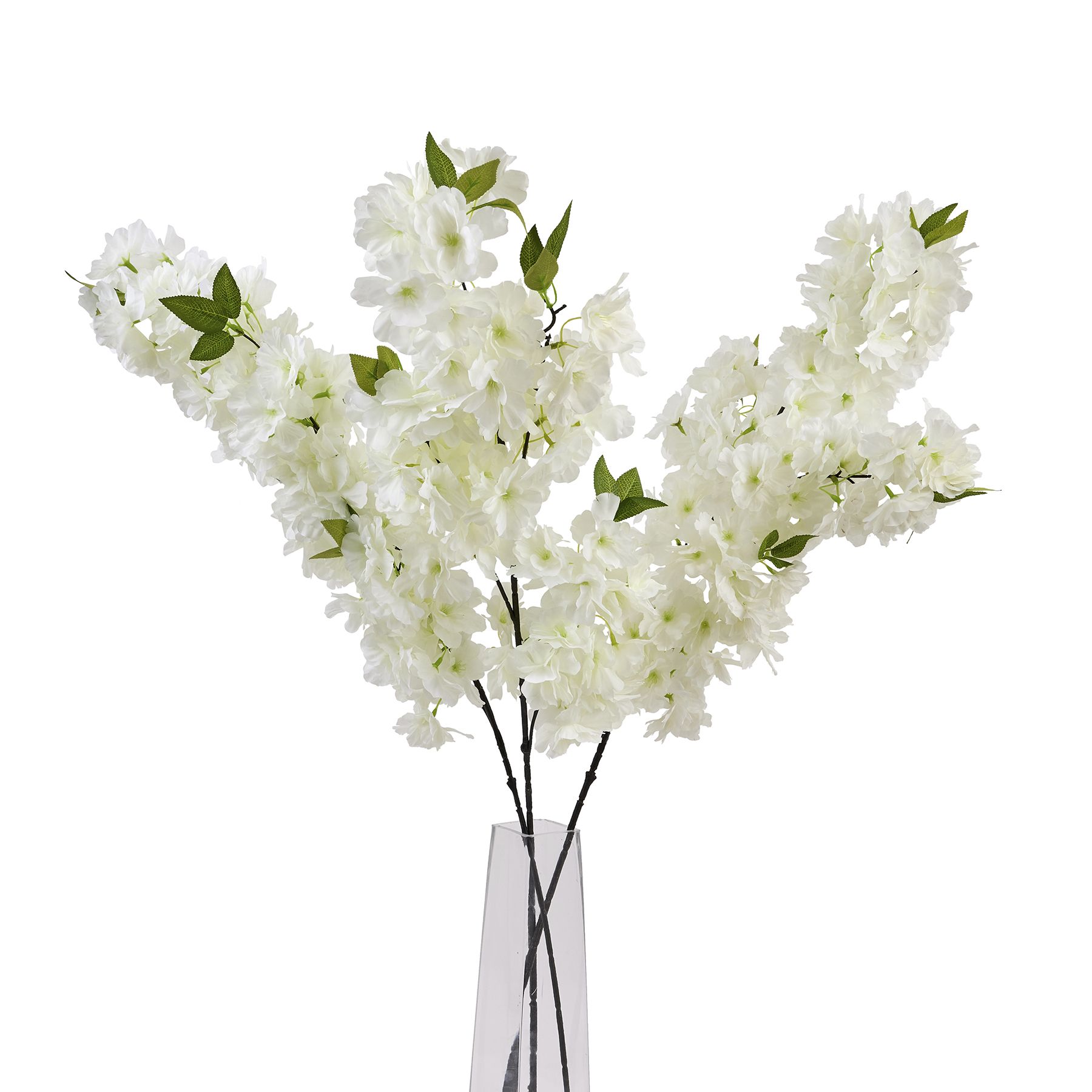 Large White Full Cherry Blossom Stem - Image 5