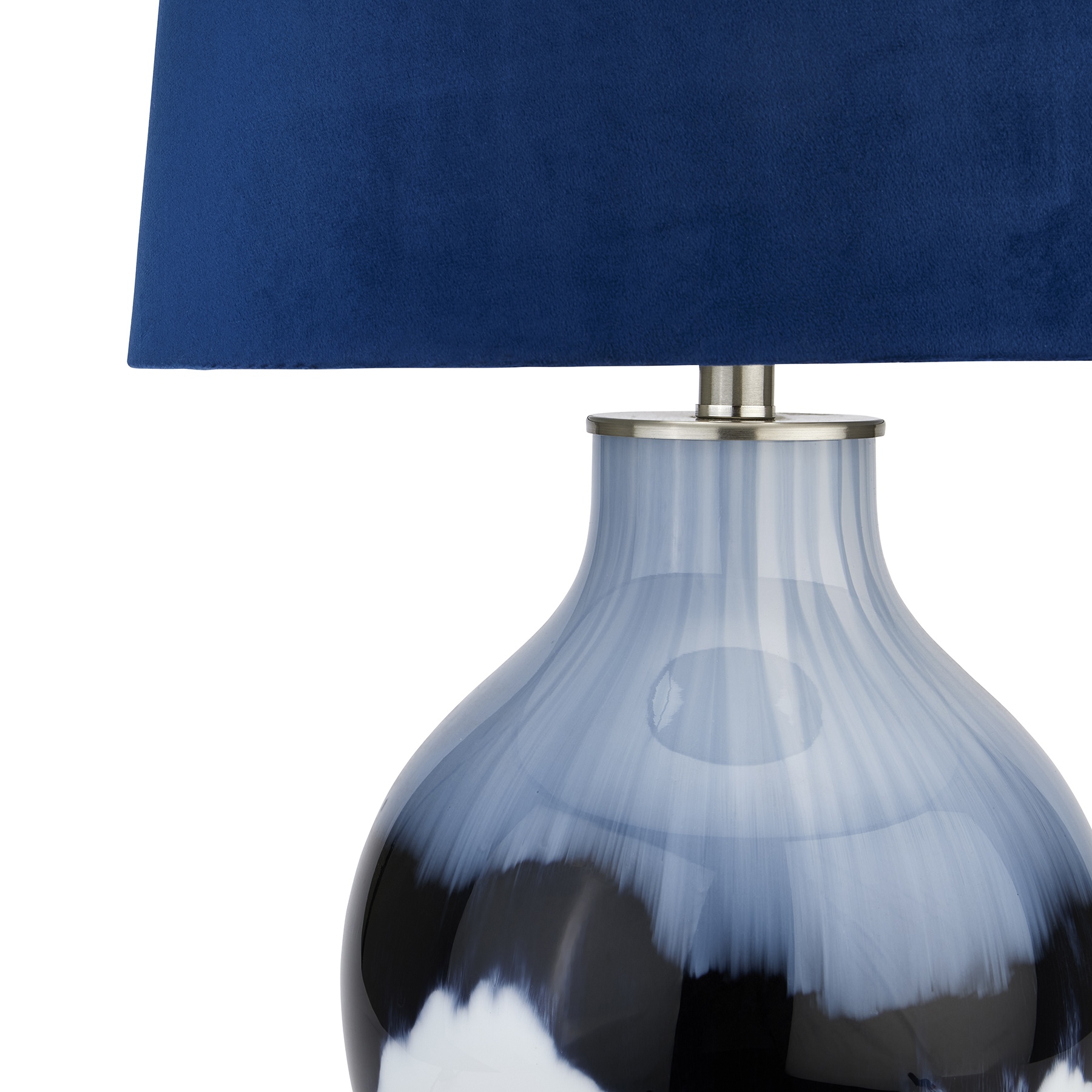 Ice Shadows Table Lamp With Navy Blue Lampshade - Image 2