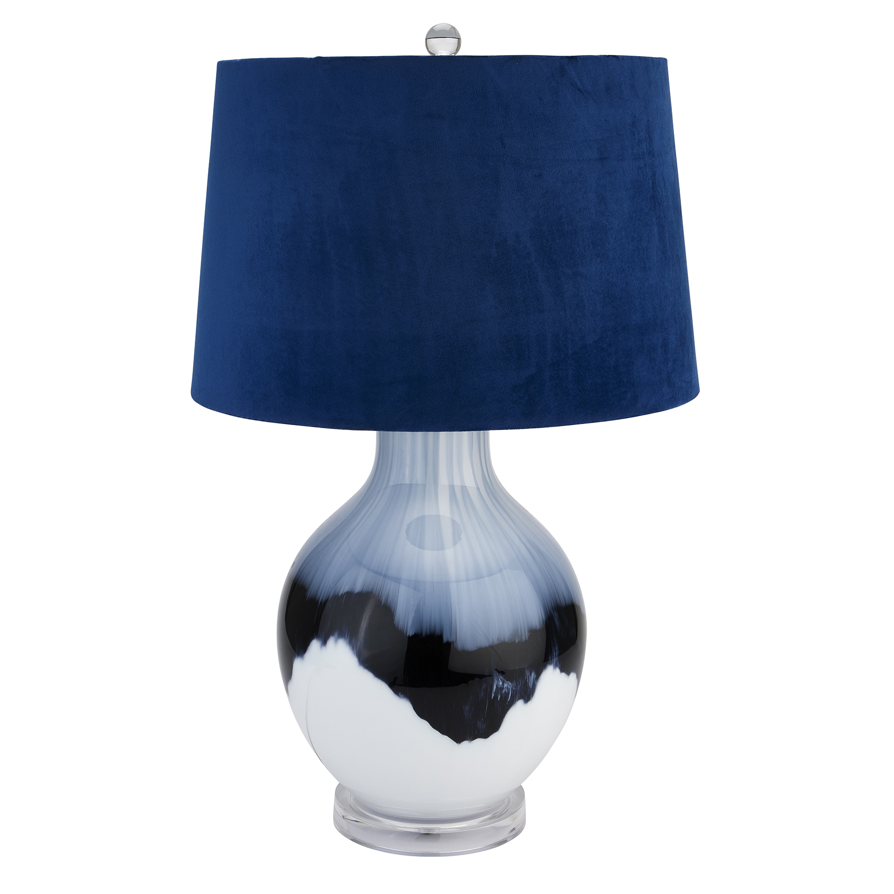 Ice Shadows Table Lamp With Navy Blue Lampshade - Image 1