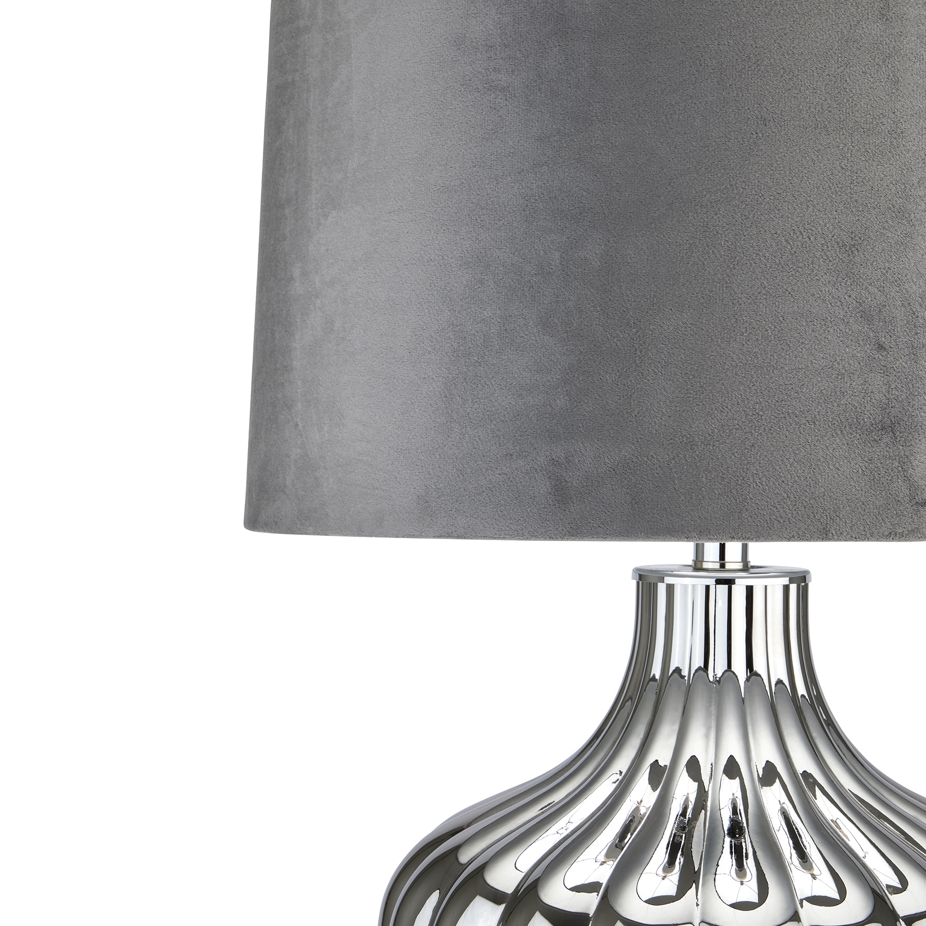 Large Silver Moonshine Table Lamp With Mid Grey Lampshade - Image 2