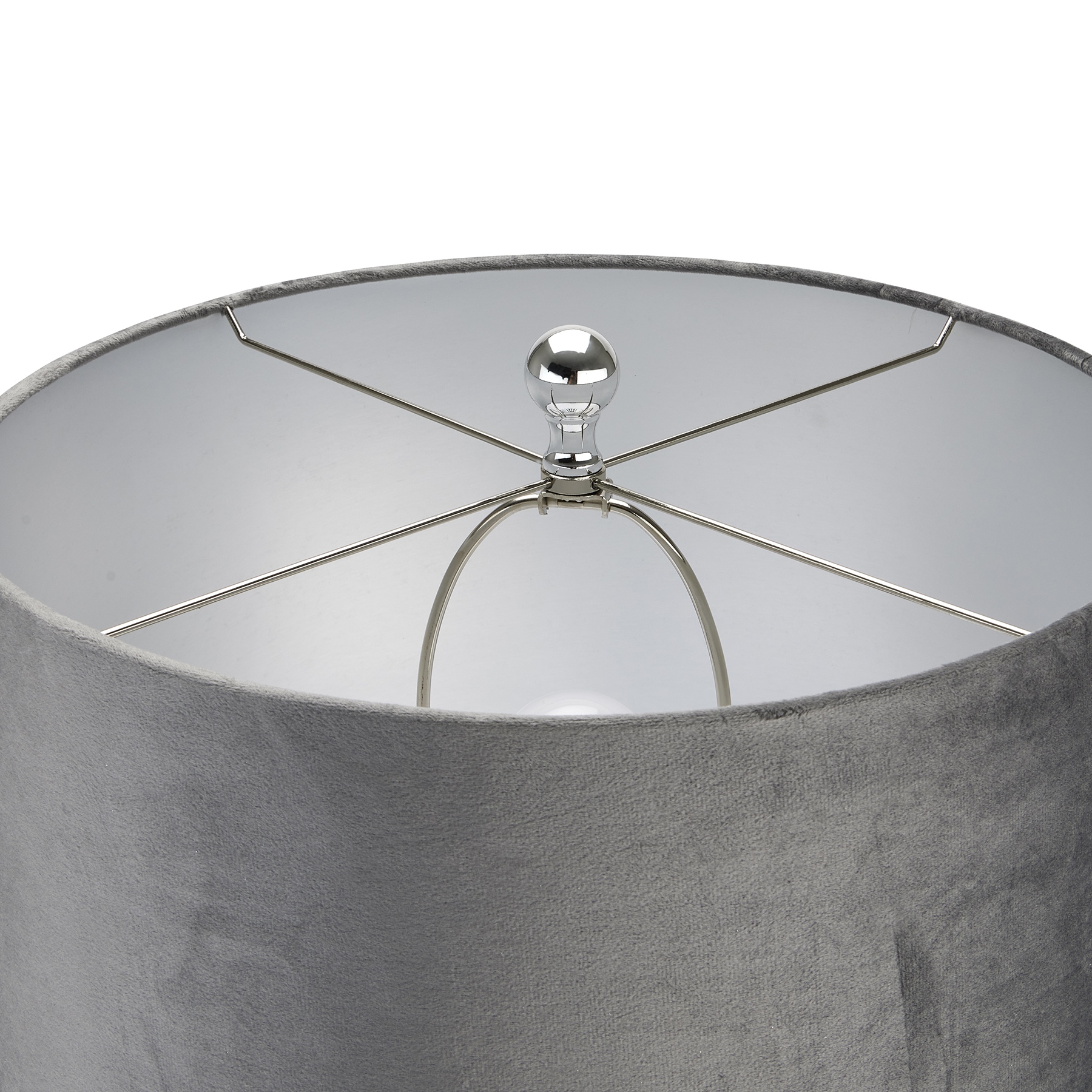Large Silver Moonshine Table Lamp With Mid Grey Lampshade - Image 3