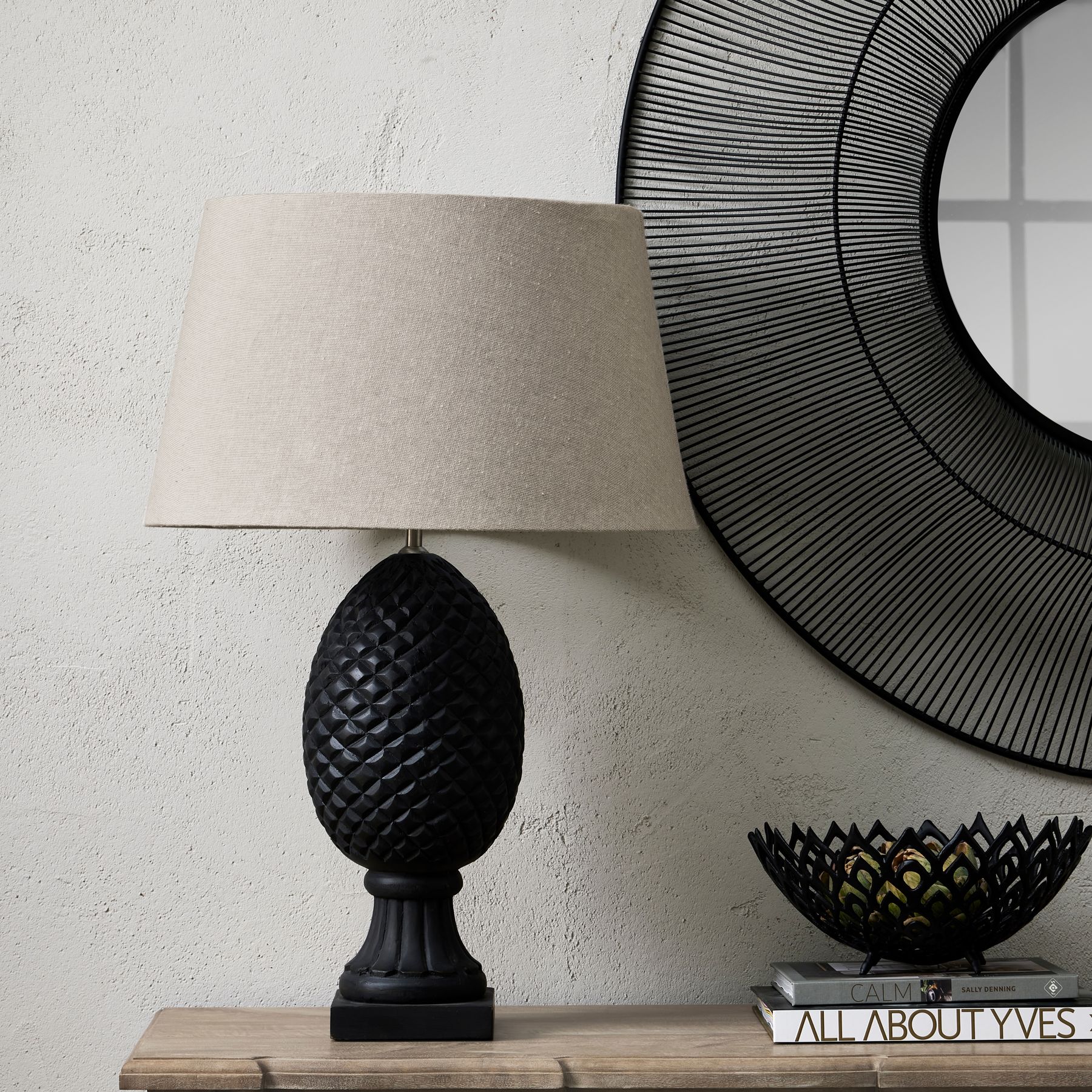 Delaney Grey Pineapple  Lamp With Linen Shade - Image 6