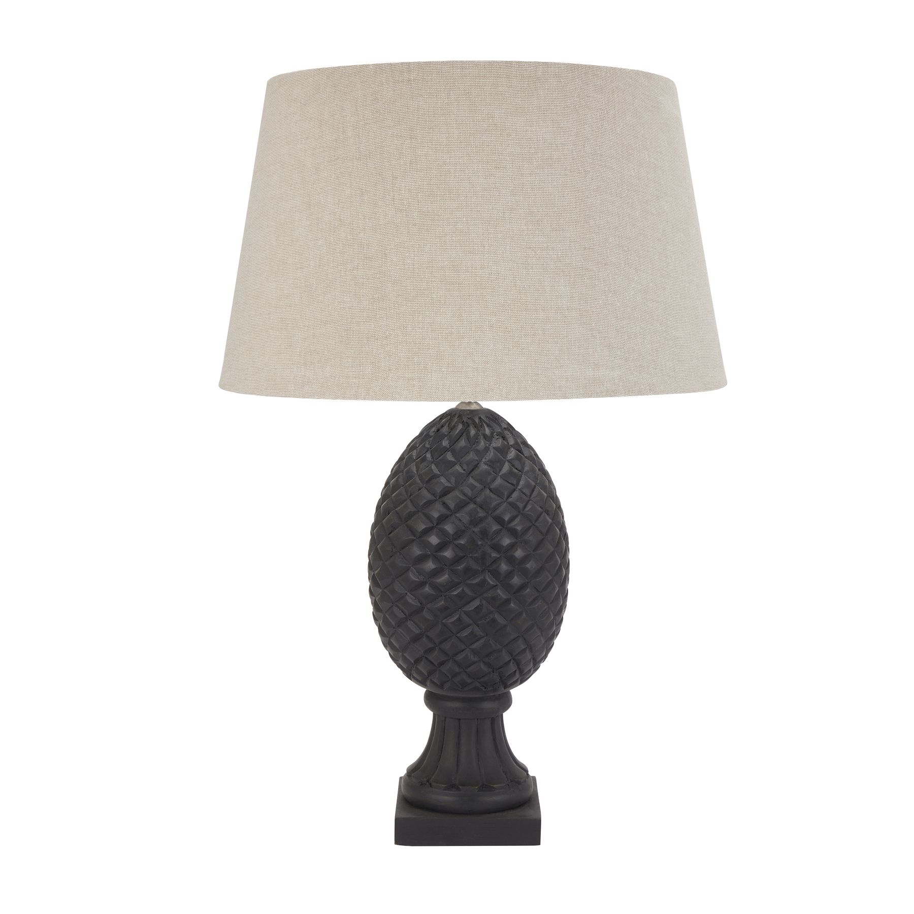 Delaney Grey Pineapple  Lamp With Linen Shade - Image 1