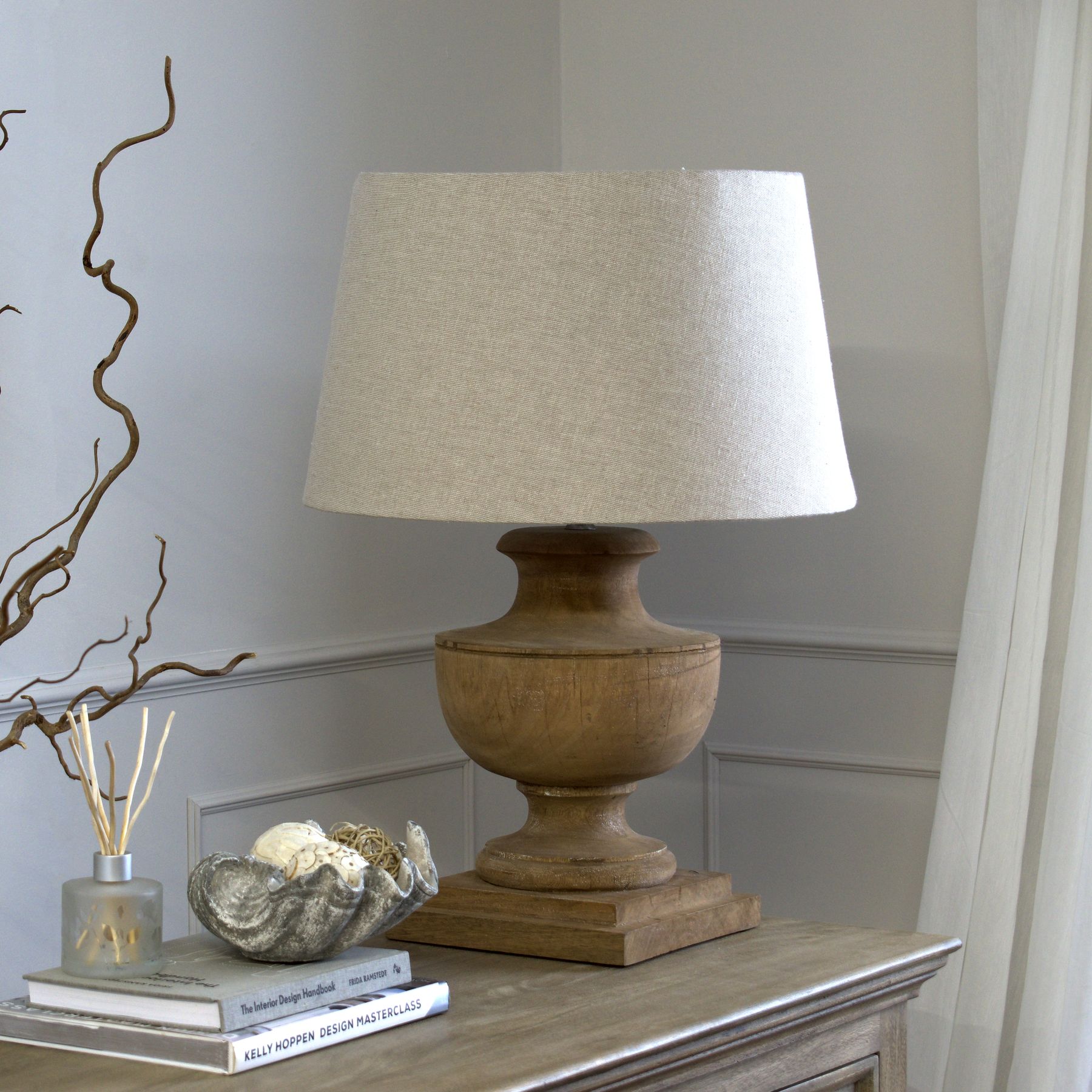 Delaney Natural Wash Urn Lamp With Linen Shade - Image 7