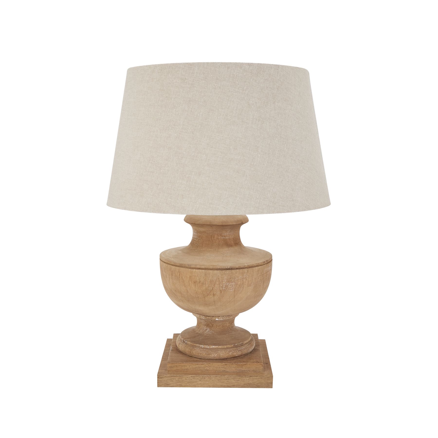 Delaney Natural Wash Urn Lamp With Linen Shade - Image 1