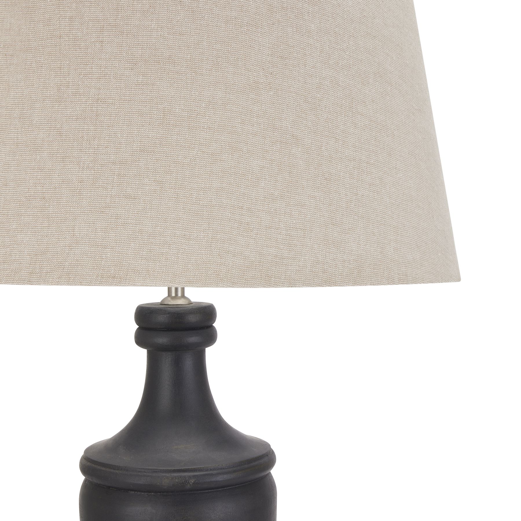 Delaney Grey Pillar Lamp With Linen Shade - Image 2