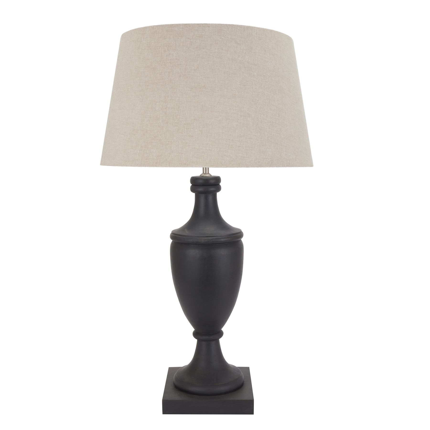 Delaney Grey Pillar Lamp With Linen Shade - Image 1