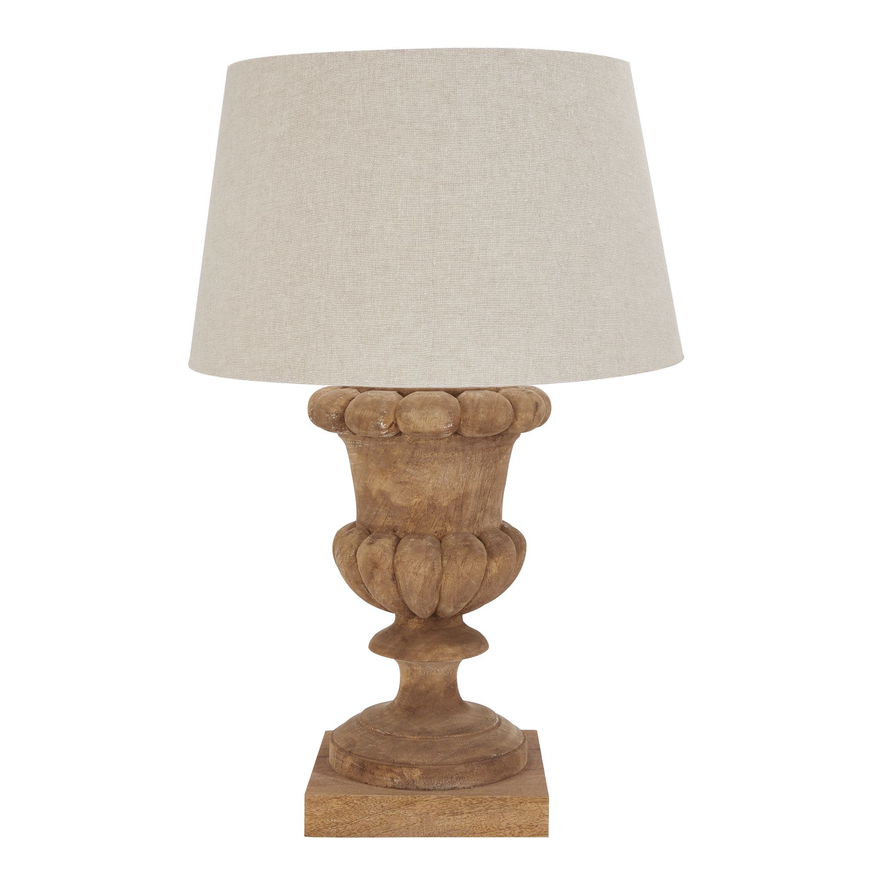 Delaney Natural Wash Fluted Lamp With Linen Shade - Image 1