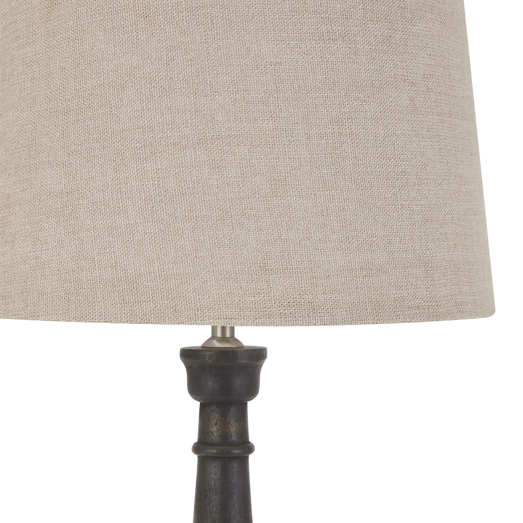 Delaney Grey Bead Candlestick Lamp With Linen Shade - Image 2