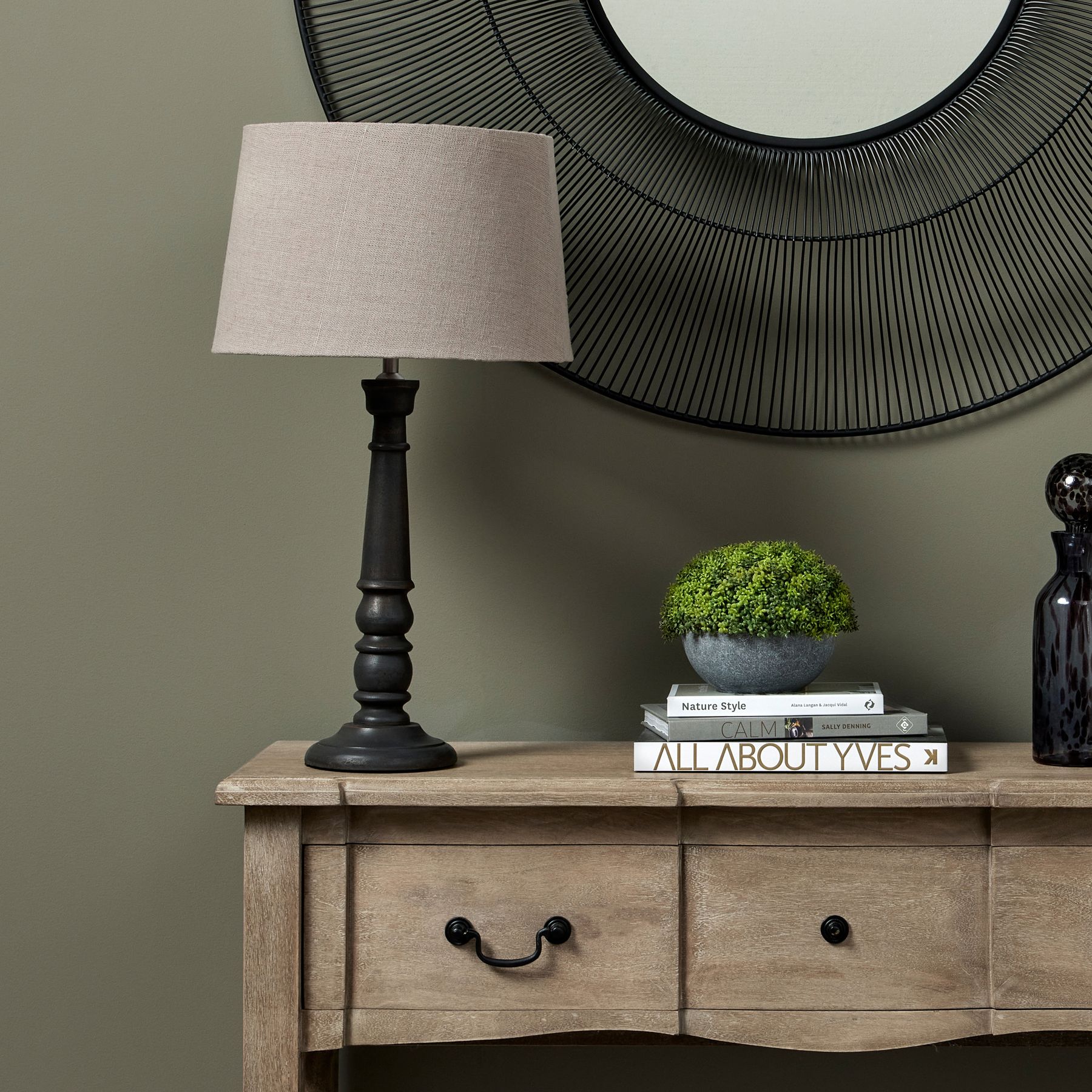 Delaney Grey Bead Candlestick Lamp With Linen Shade Wholesale by Hill