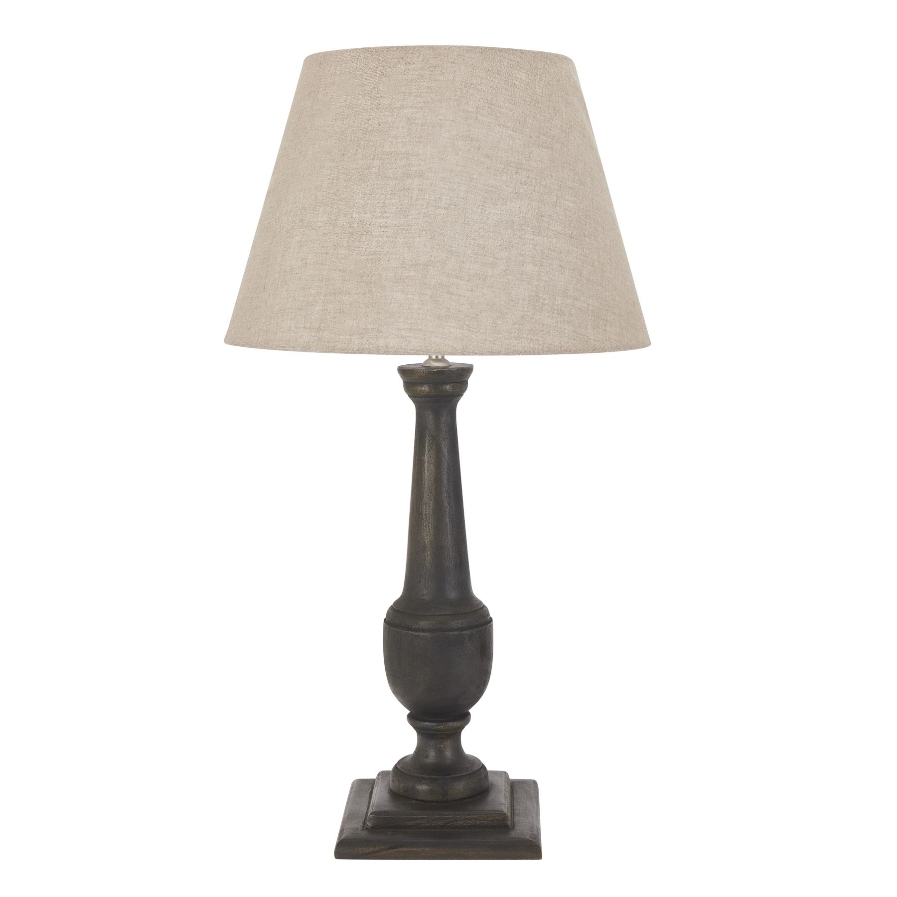 Delaney Grey Goblet Candlestick Lamp With Linen Shade - Image 1