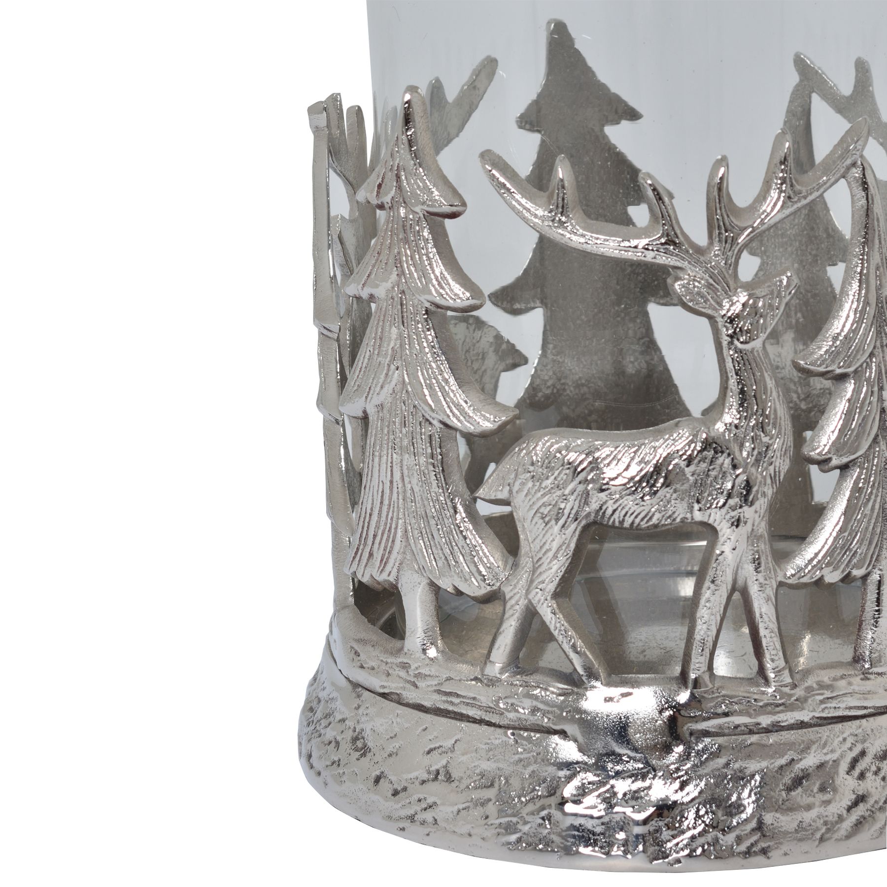 Silver Stag Scene Hurricane Lantern - Image 2