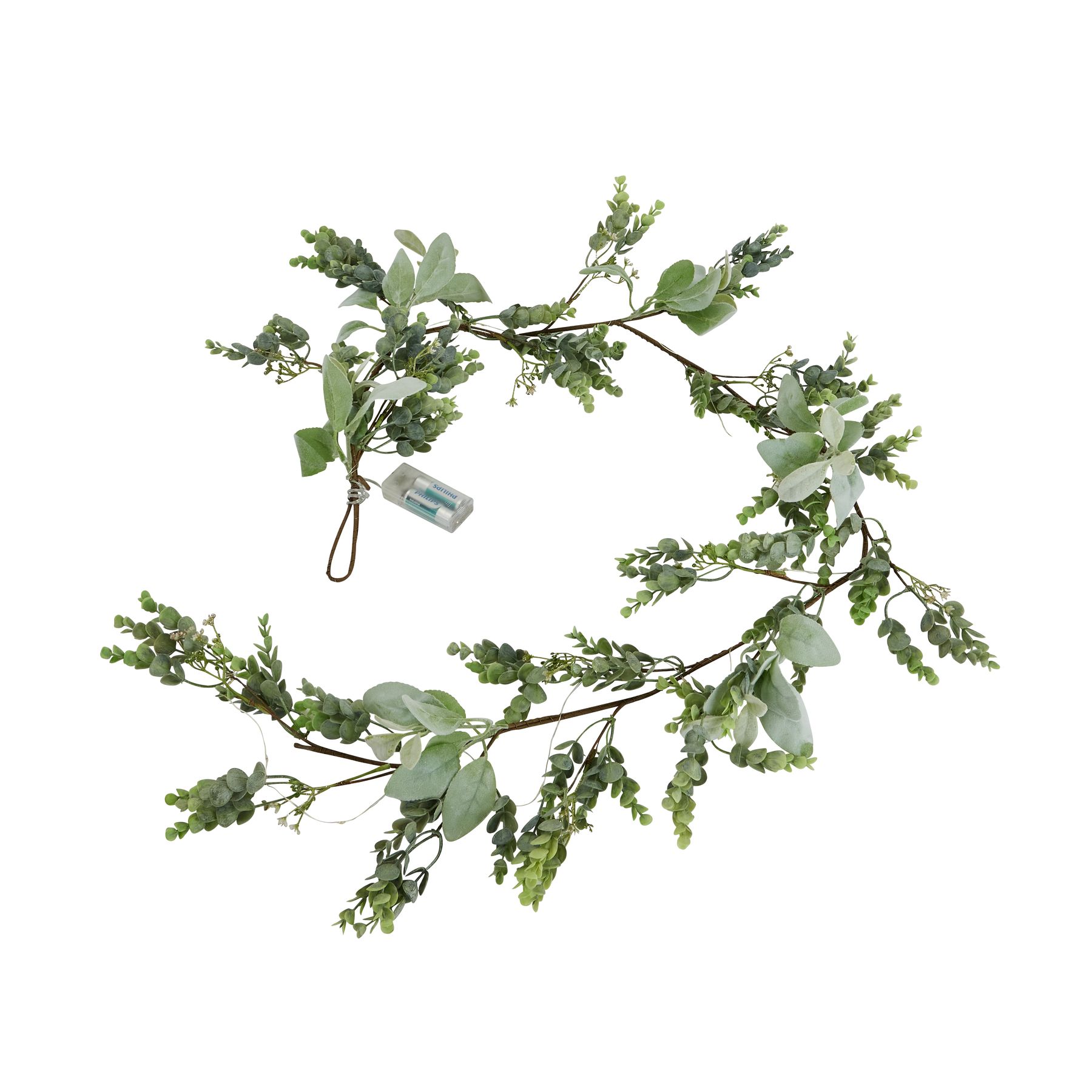 LED Winter Garland With Eucalyptus And Lambs Ear - Image 2
