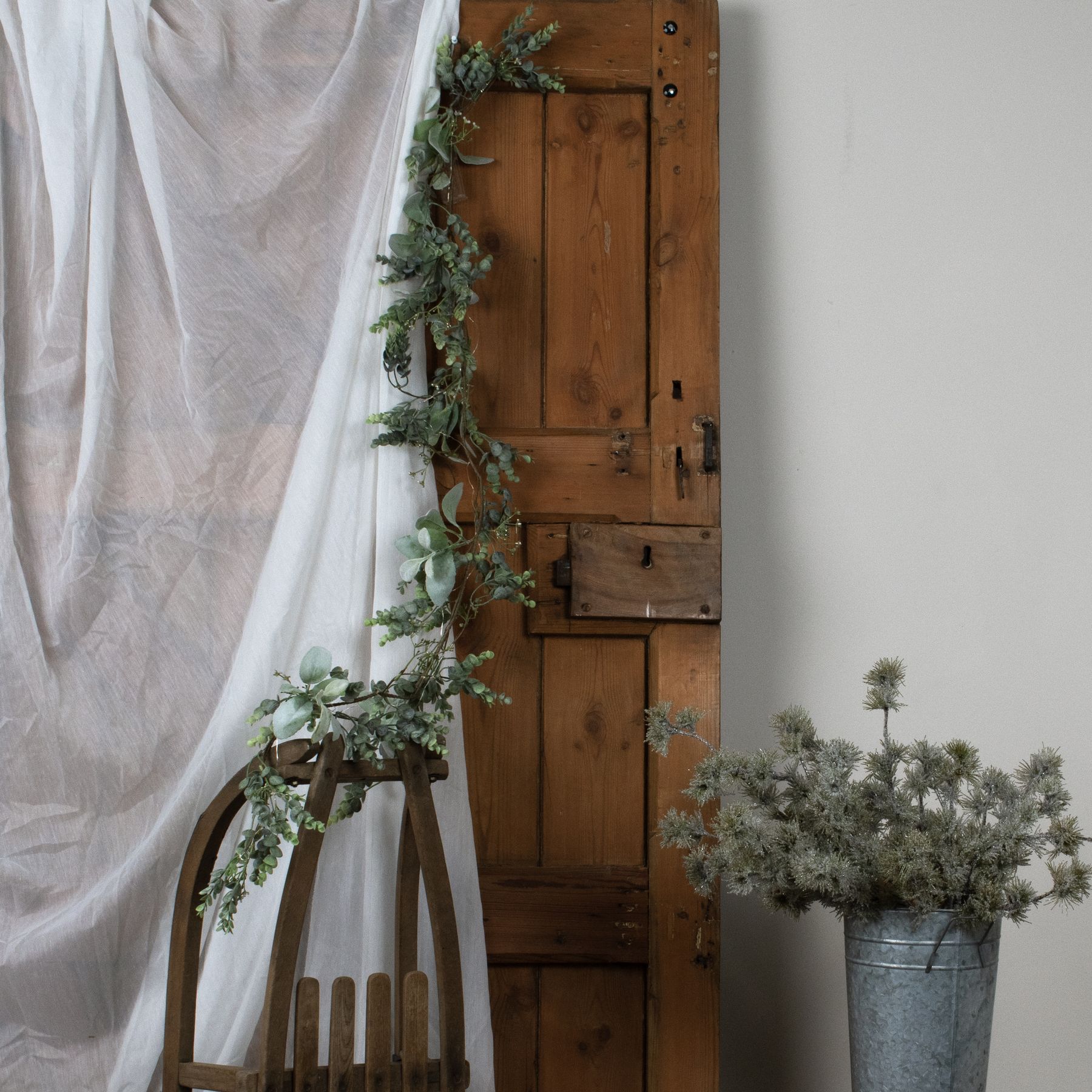 LED Winter Garland With Eucalyptus And Lambs Ear - Image 3