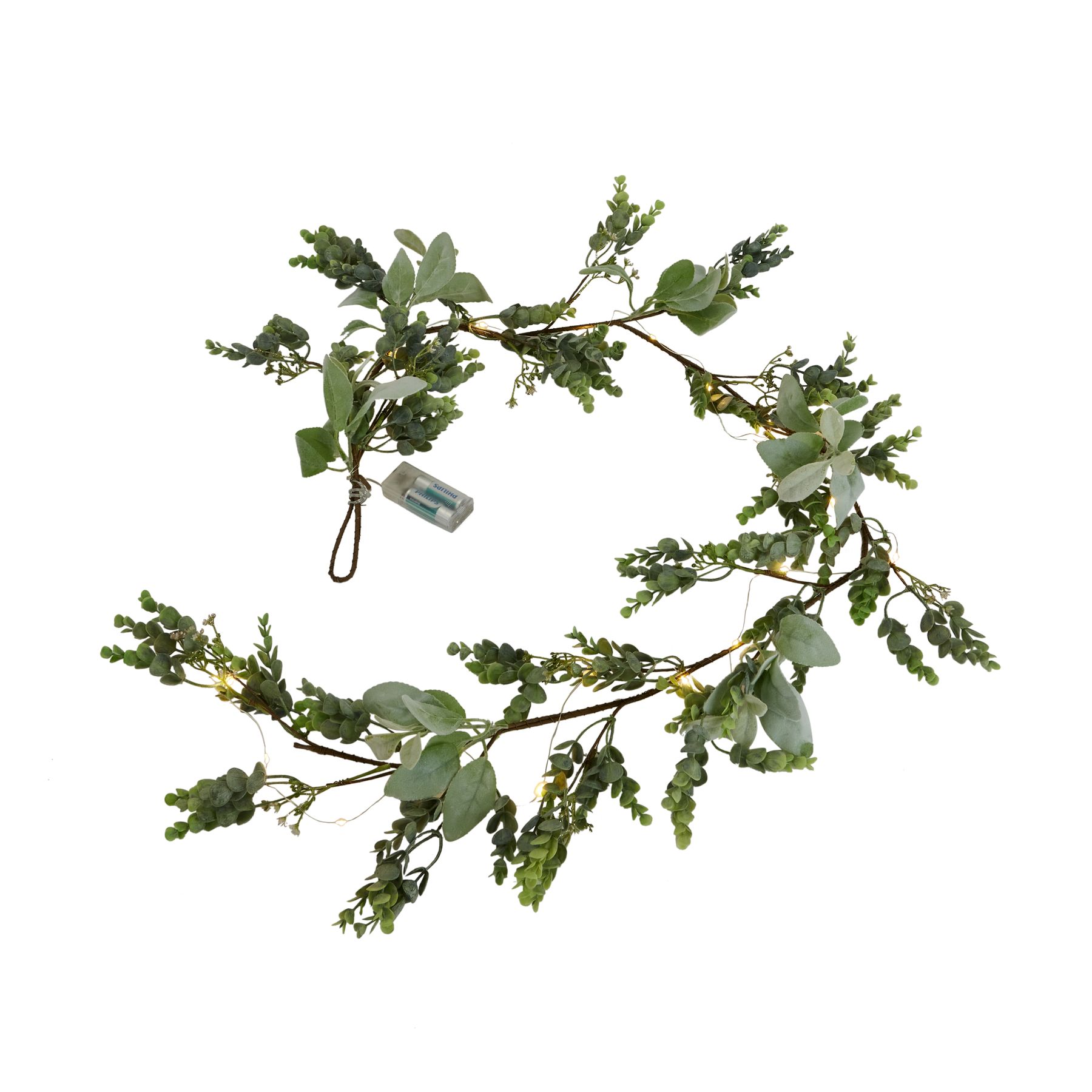 LED Winter Garland With Eucalyptus And Lambs Ear - Image 1