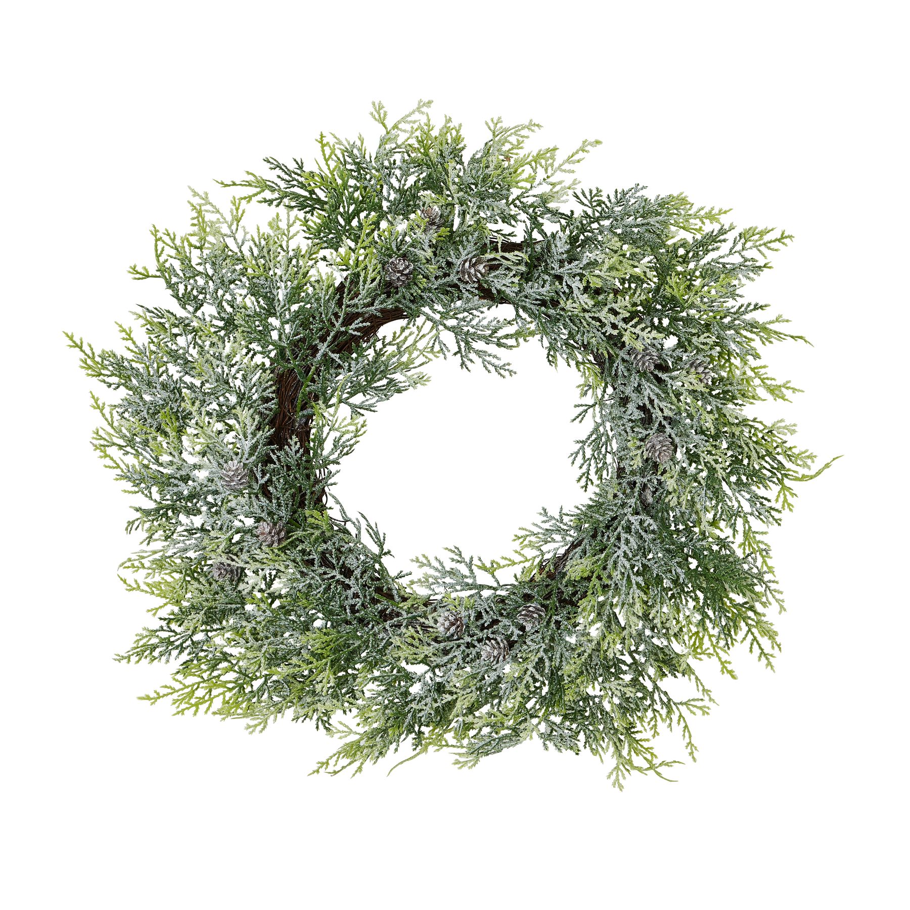 Frosted Pine Wreath With Pinecones - Image 1