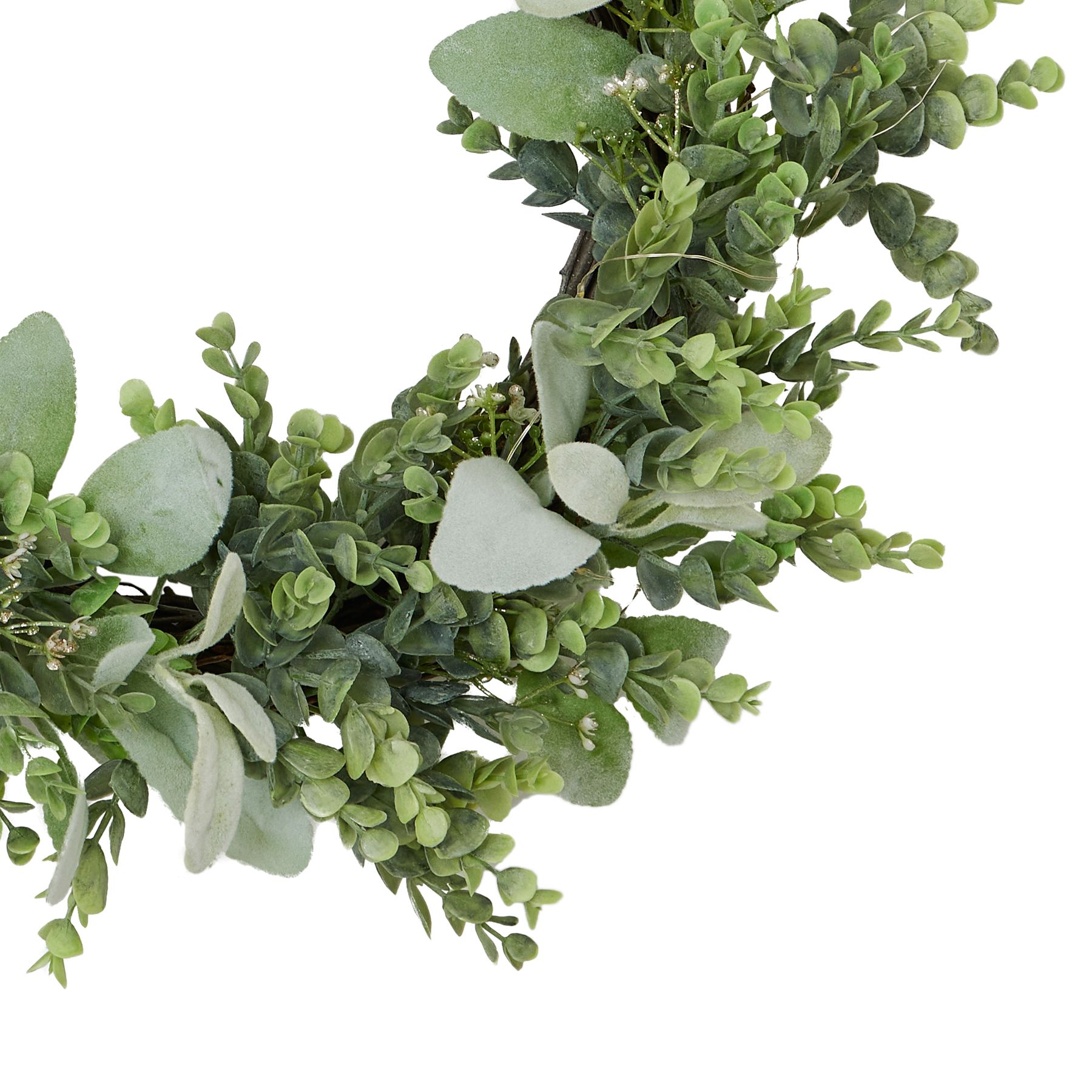 LED Winter Wreath With Eucalyptus And Lambs Ear - Image 3