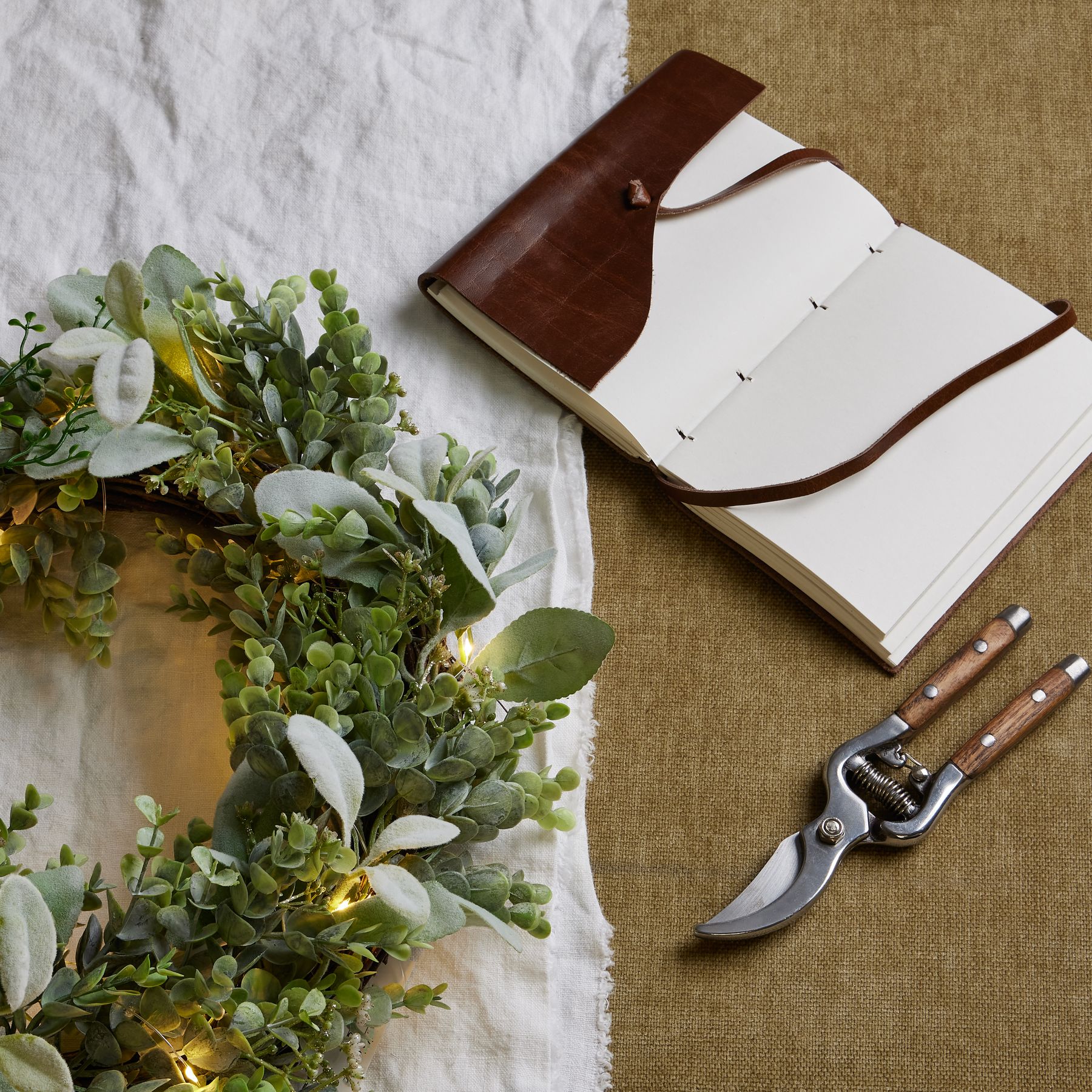 LED Winter Wreath With Eucalyptus And Lambs Ear - Image 4