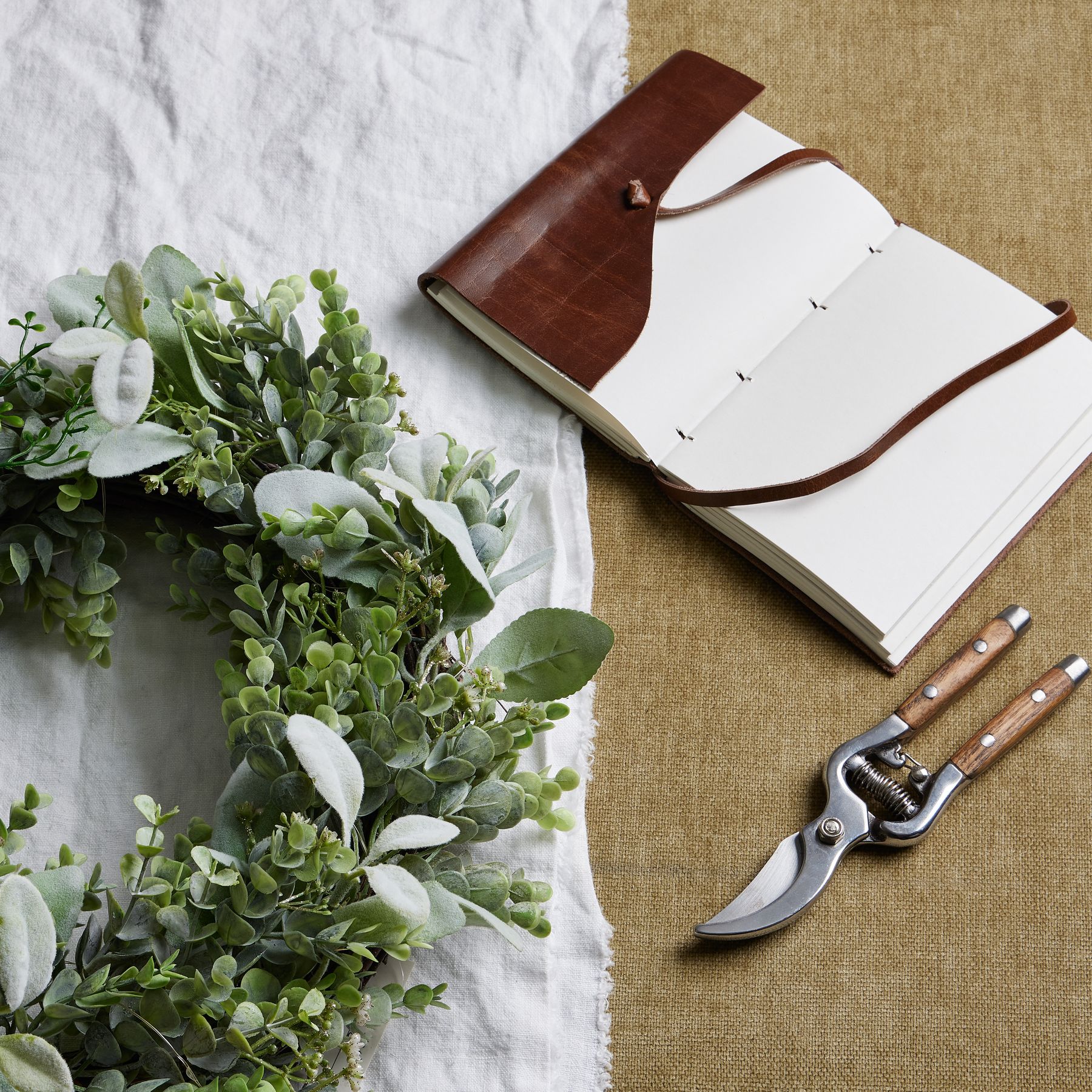 LED Winter Wreath With Eucalyptus And Lambs Ear - Image 5