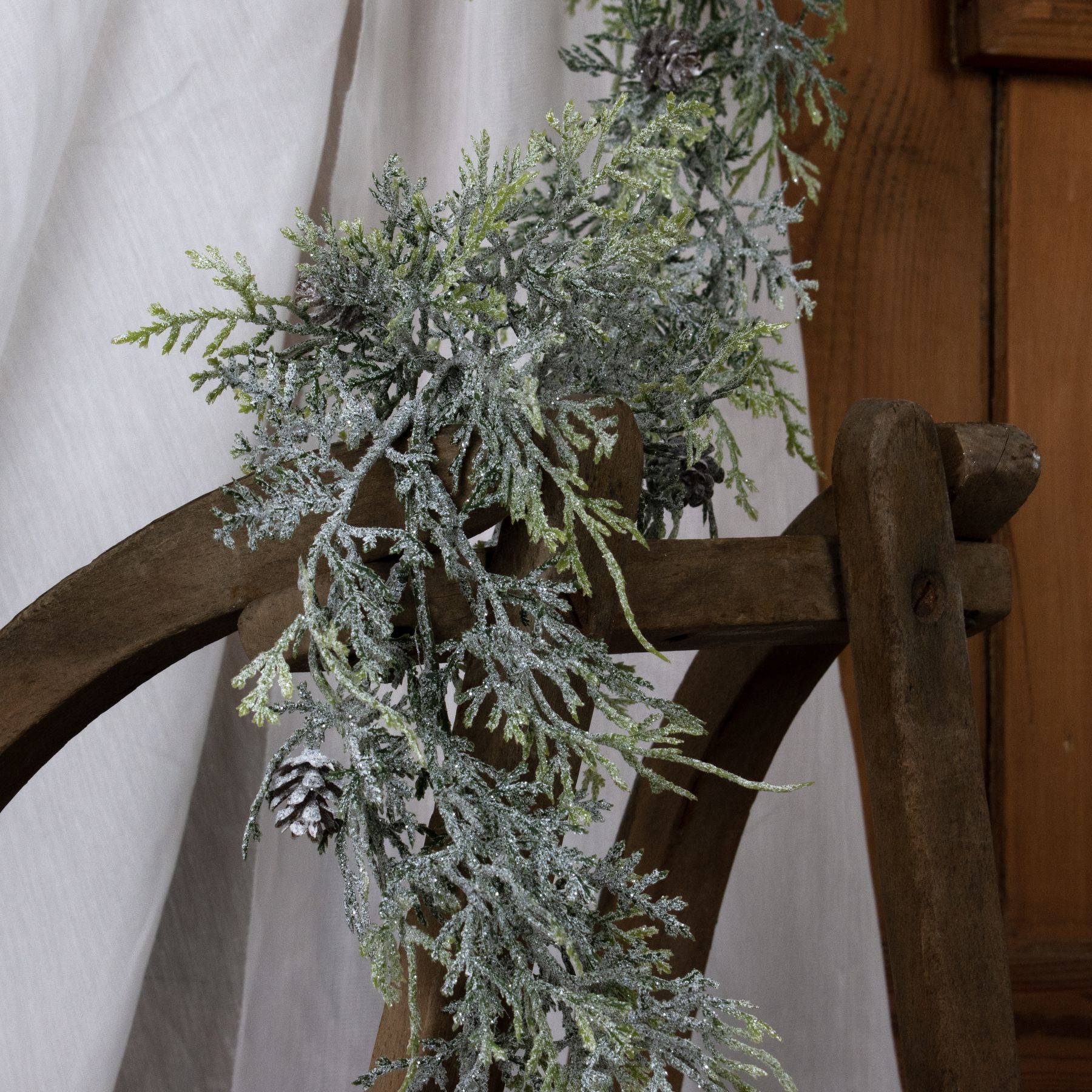 Frosted Pine Garland With Pinecones - Image 4