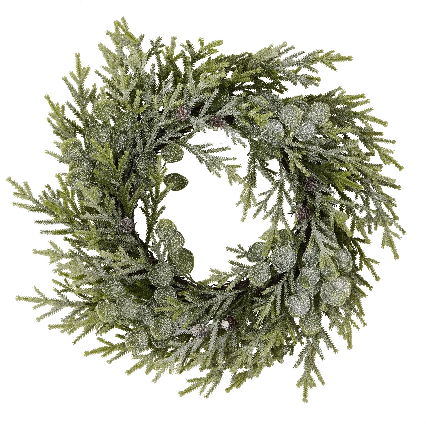 Frosted Pine And Eucalyptus Wreath - Image 1