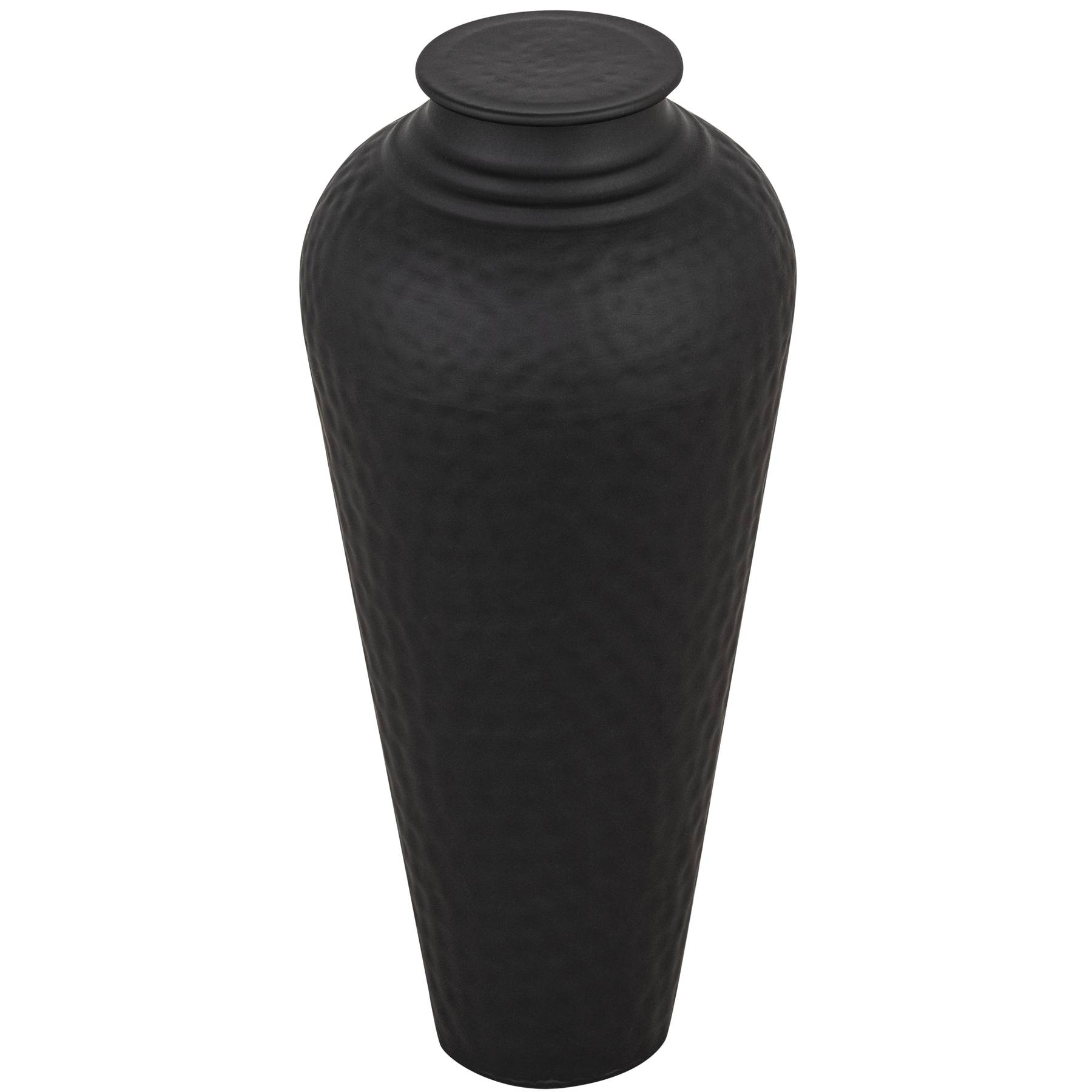 Matt Black Hammered Vase With Lid - Image 2