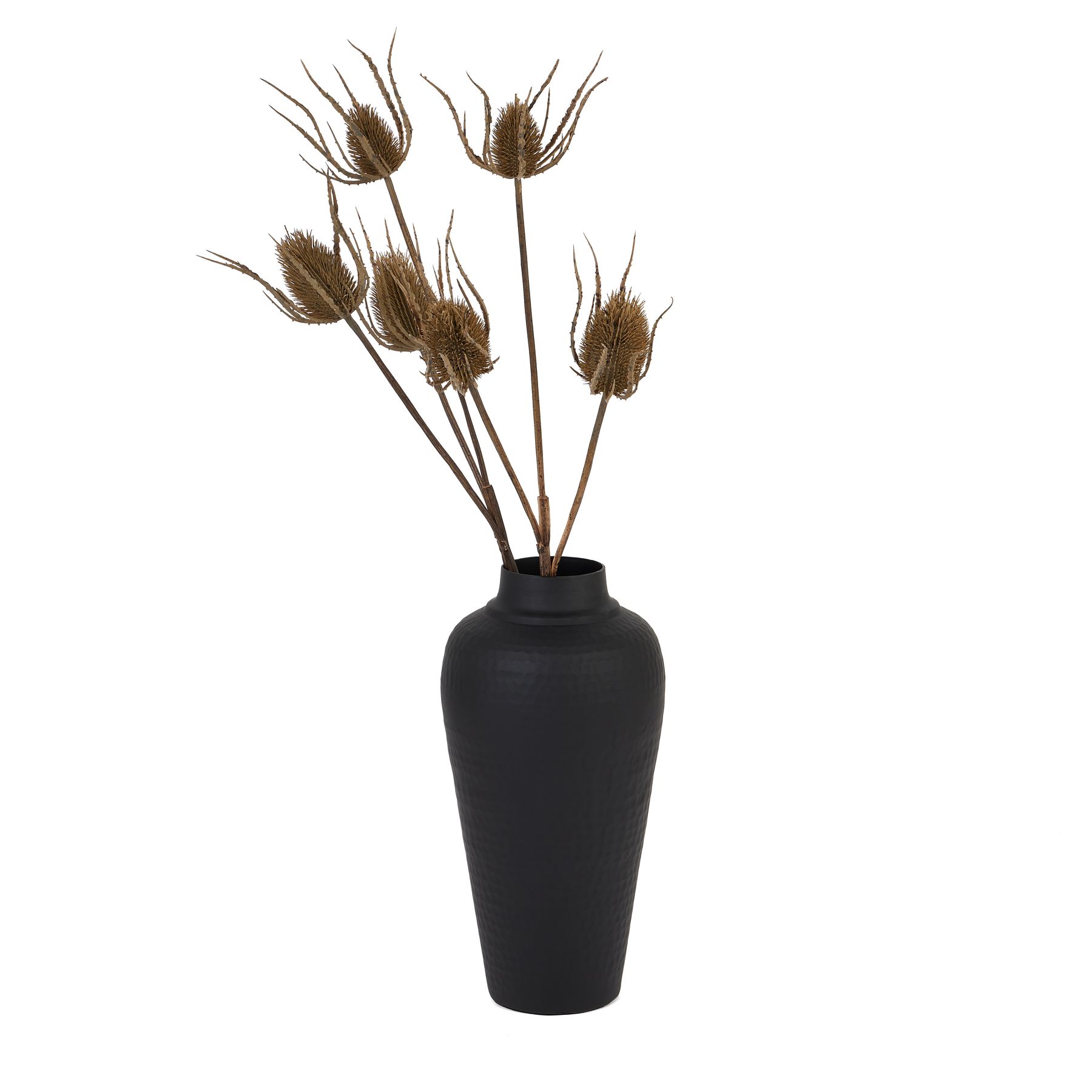 Matt Black Hammered Vase With Lid - Image 3