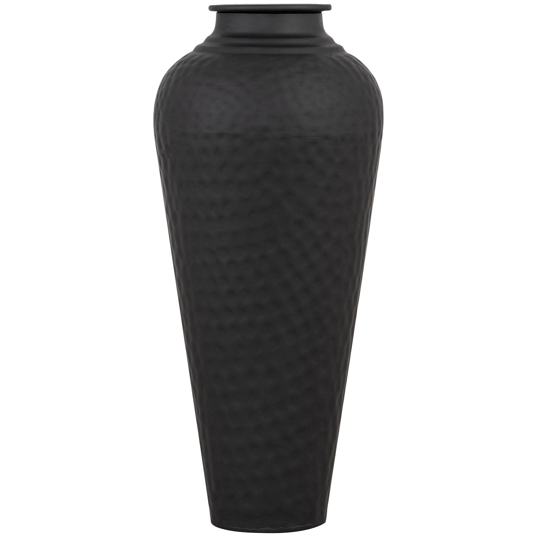 Matt Black Hammered Vase With Lid - Image 1